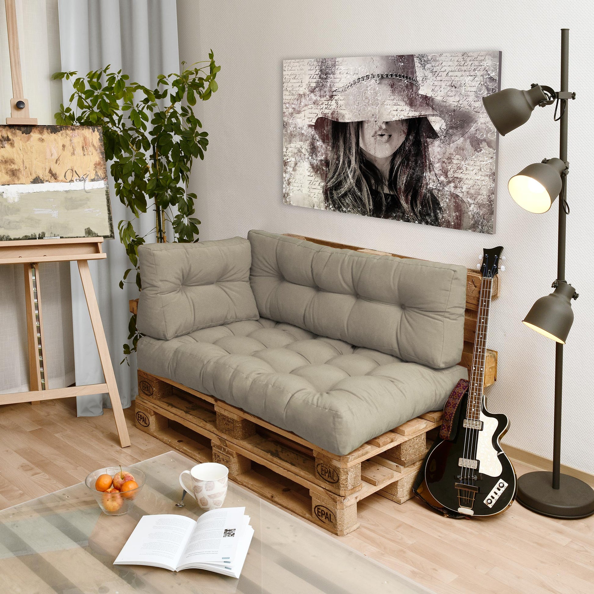 Beautissu Outdoor Palettenkissen Rücken-, Sitz- & Seitenkissen für Eur