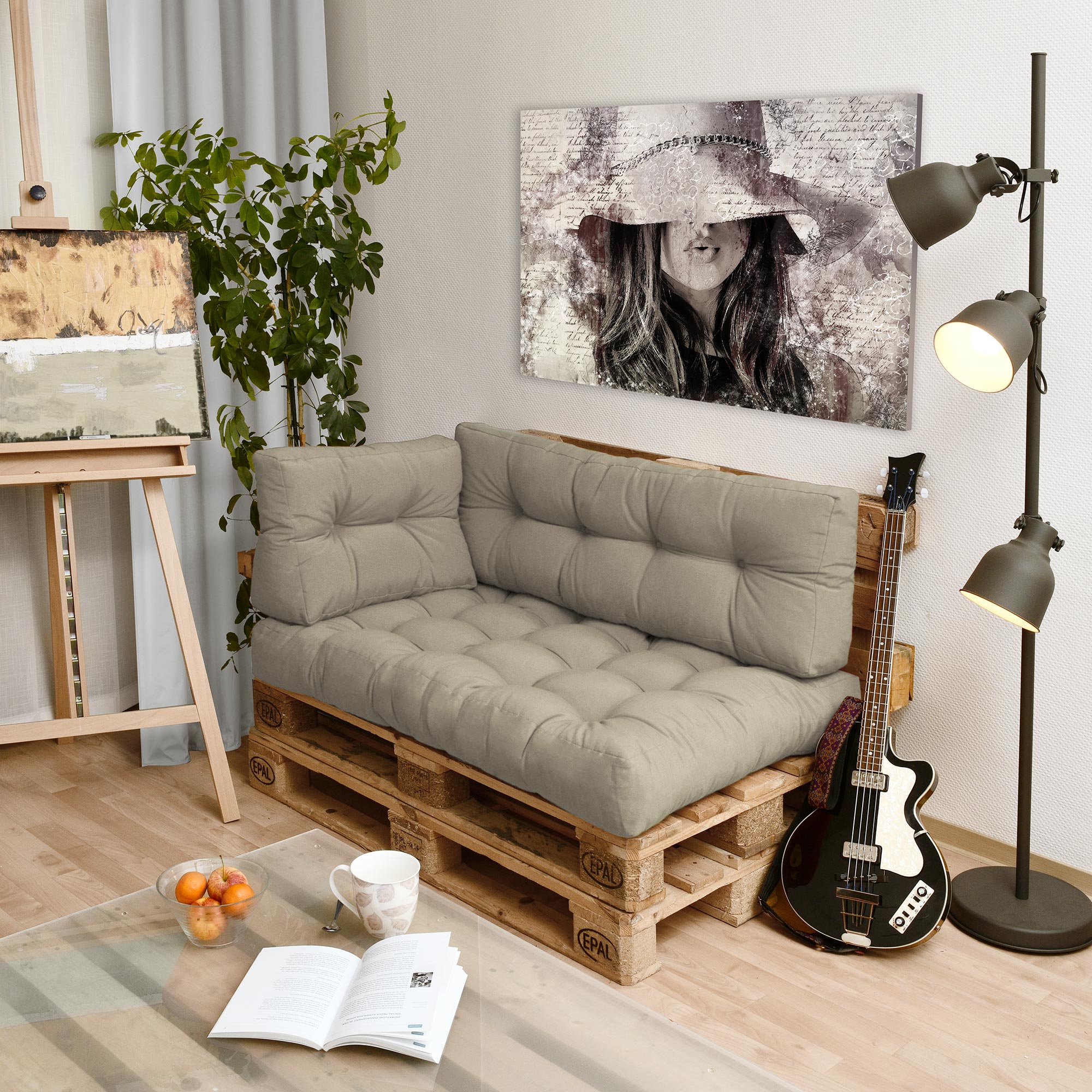 Beautissu Outdoor Palettenkissen Rücken-, Sitz- & Seitenkissen für Eur