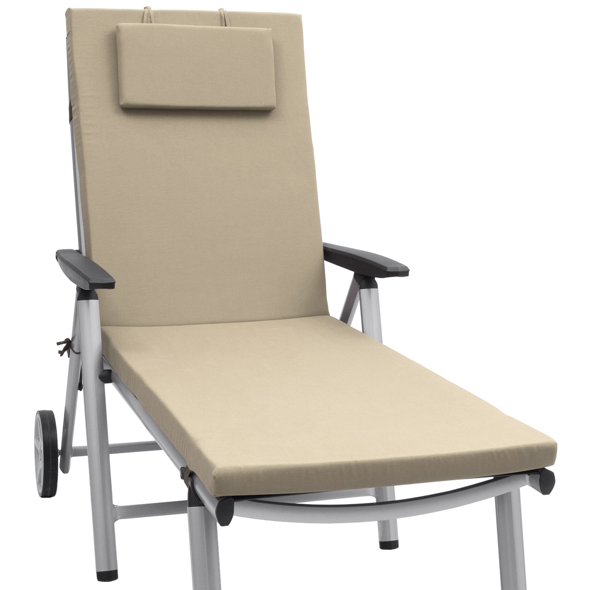 Beautissu Liegestuhl Polster Outdoor 200x60x5 cm – Rollliegenauflage L