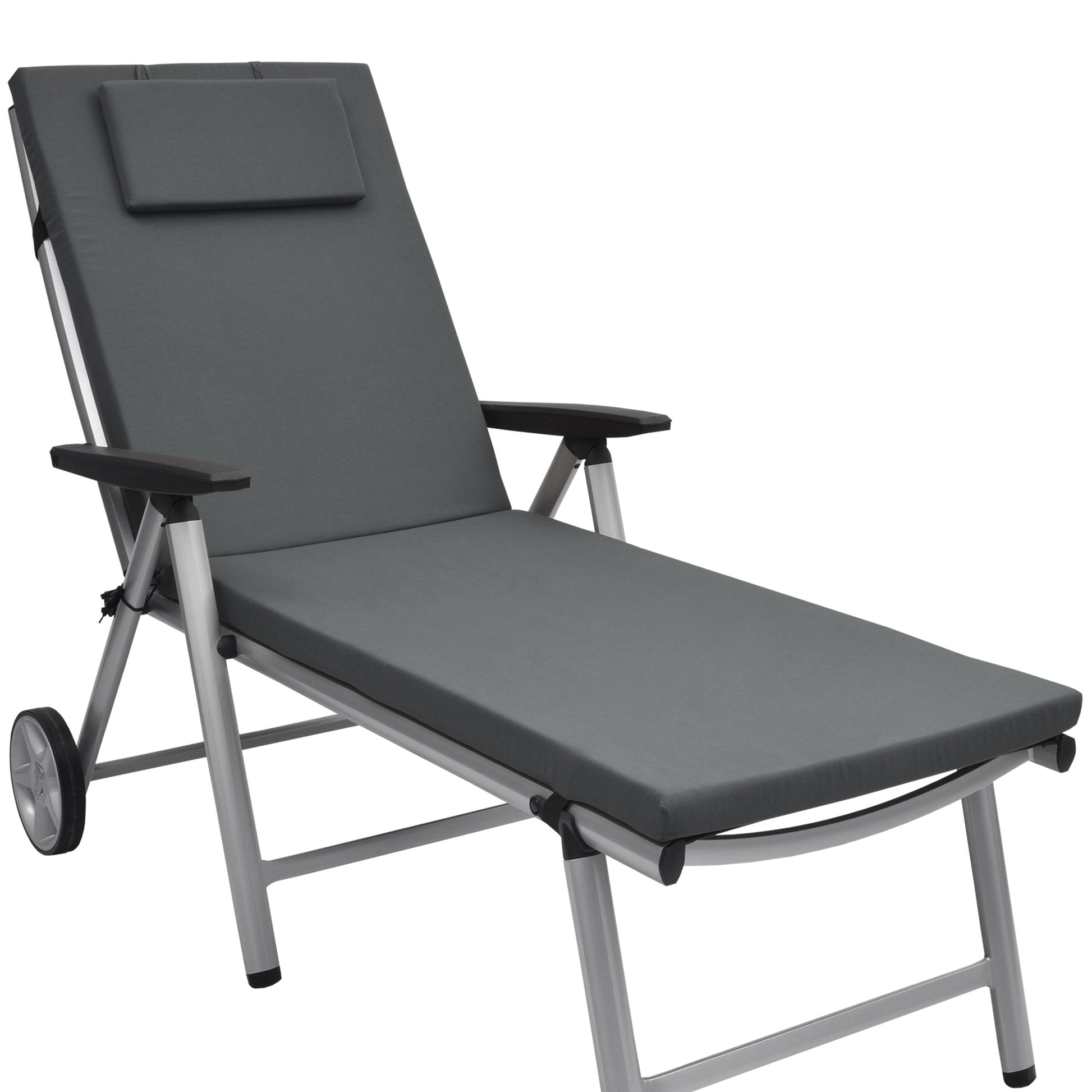 Beautissu Liegestuhl Polster Outdoor 200x60x5 cm – Rollliegenauflage L