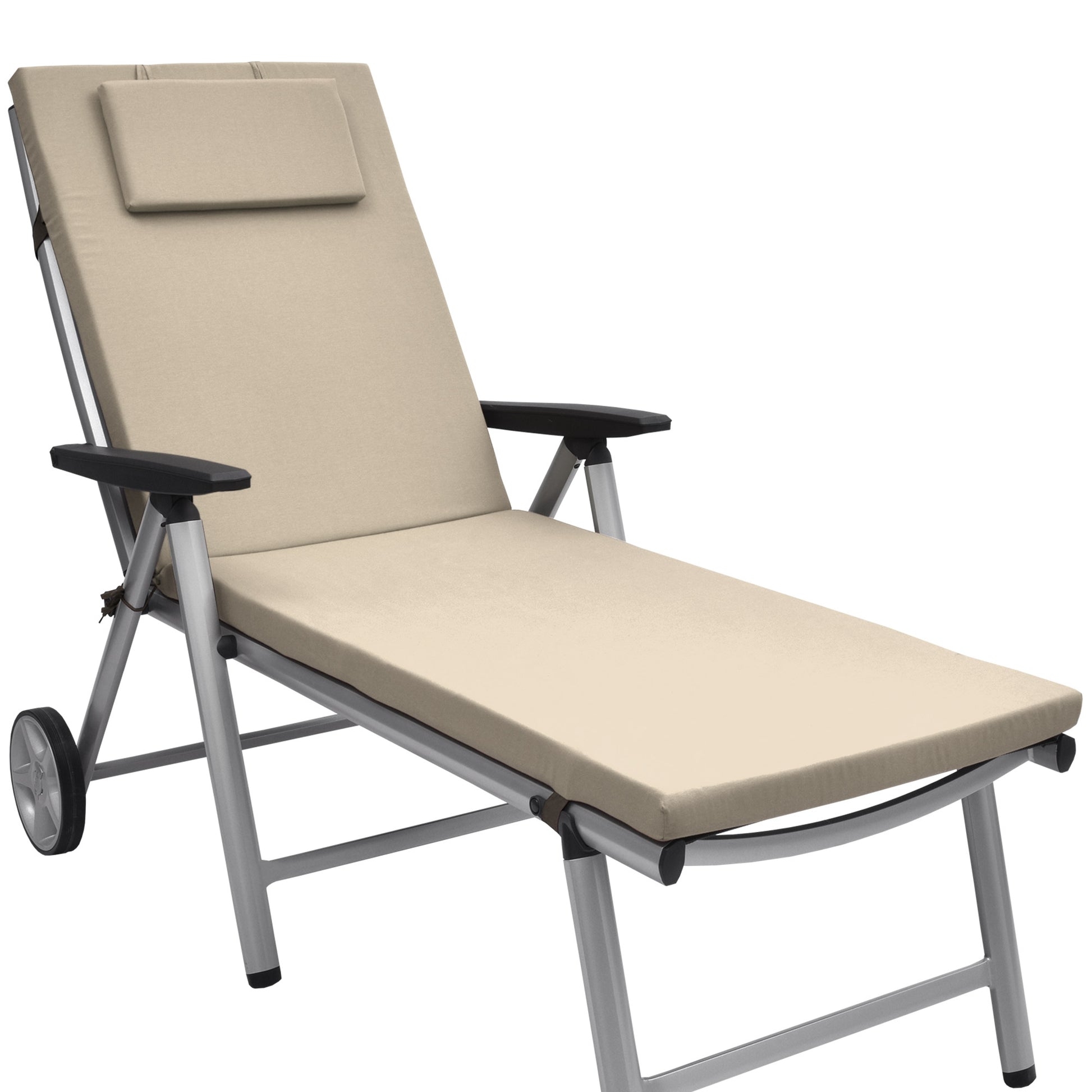 Beautissu Liegestuhl Polster Outdoor 200x60x5 cm – Rollliegenauflage L