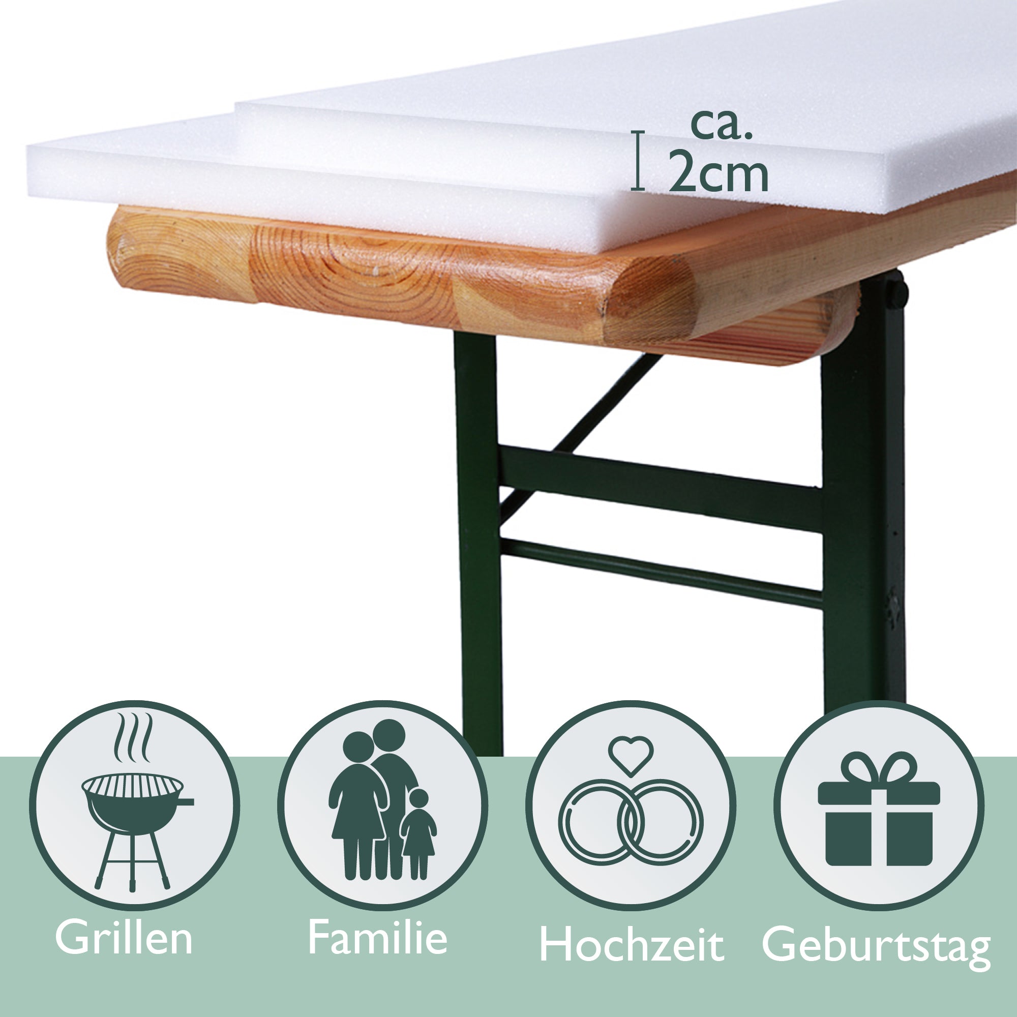 Beautissu 2er Set Schaumstoff Sitzpolster 25×220 cm 2/4 cm dick – Bier