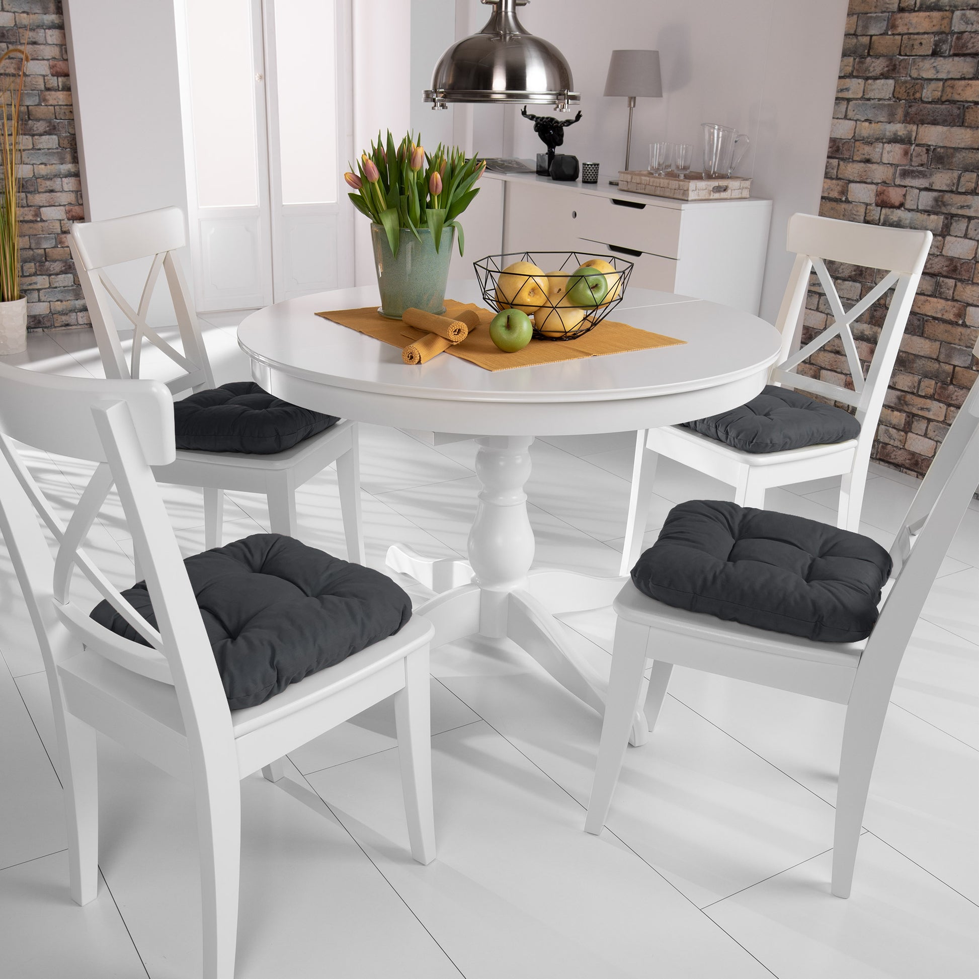 Beautissu Indoor & Outdoor Stuhlkissen 40x40x8 cm – Sitzkissen Lisa