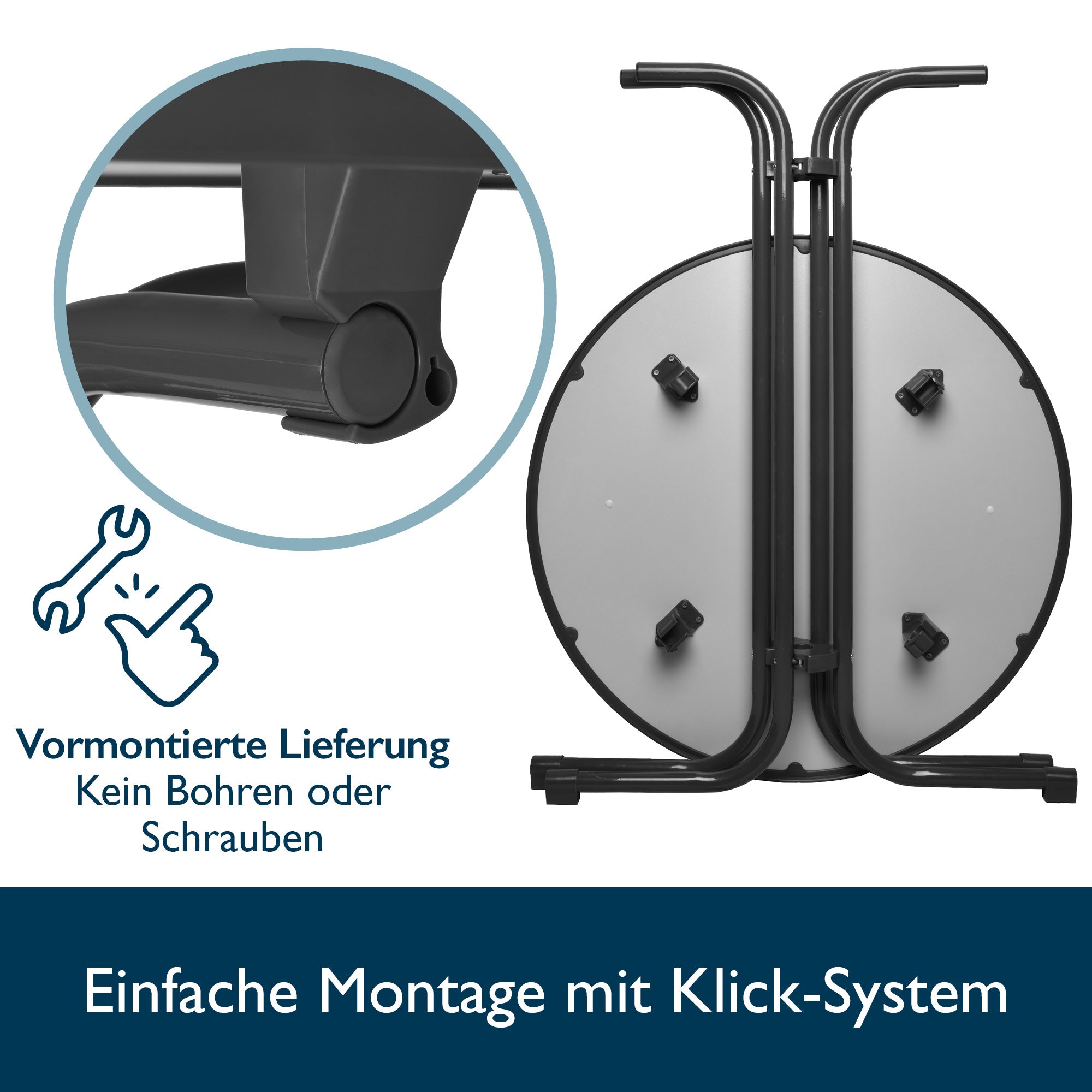 Beautissu Klappbarer Stehtisch Ø 60/70/80 cm Wetterfest – Bellini