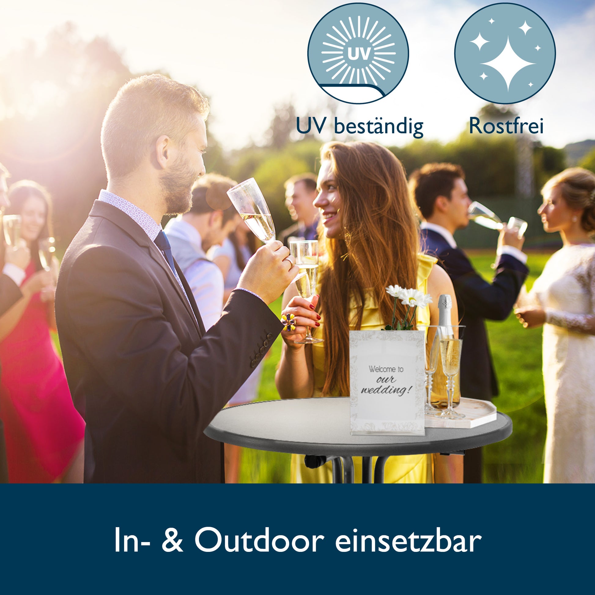 Beautissu Klappbarer Stehtisch Ø 60/70/80 cm Wetterfest – Bellini