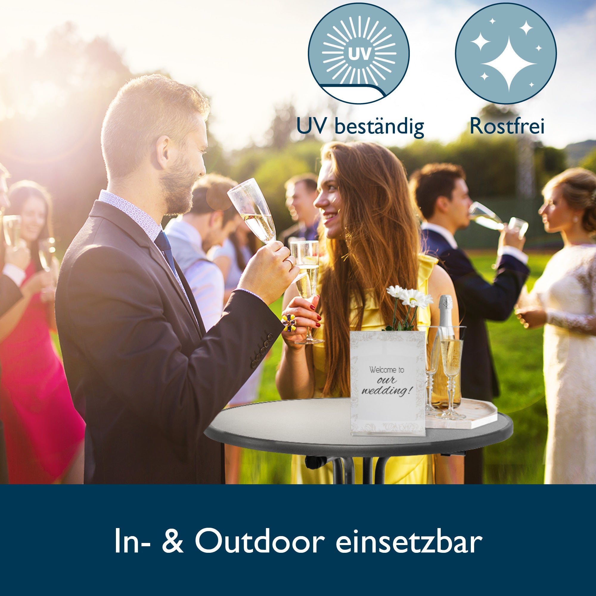 Beautissu Klappbarer Stehtisch Ø 60/70/80 cm Wetterfest – Bellini