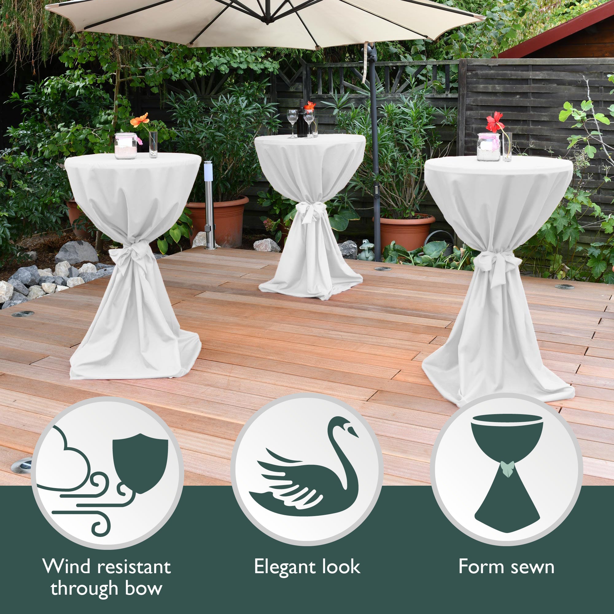 Beautissu Stehtischhusse mit Satinband für Stehtische Ø60/70/80 cm – G