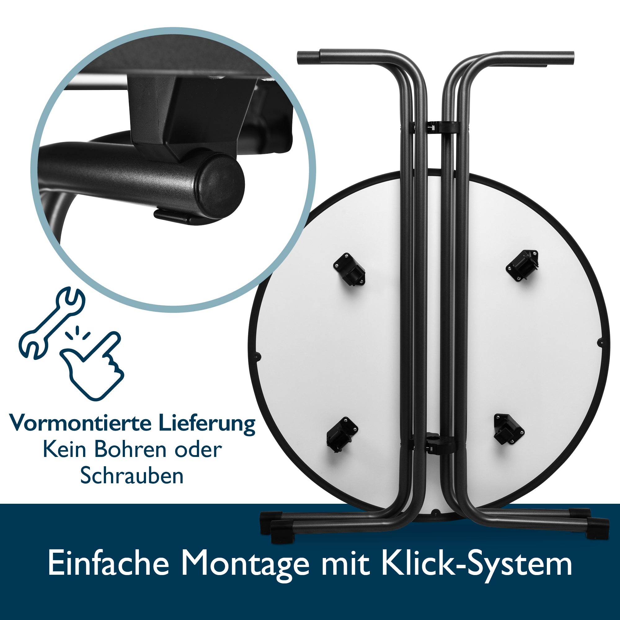 Beautissu Klappbarer Stehtisch Ø 70/80 cm TÜV-geprüft & Made in German