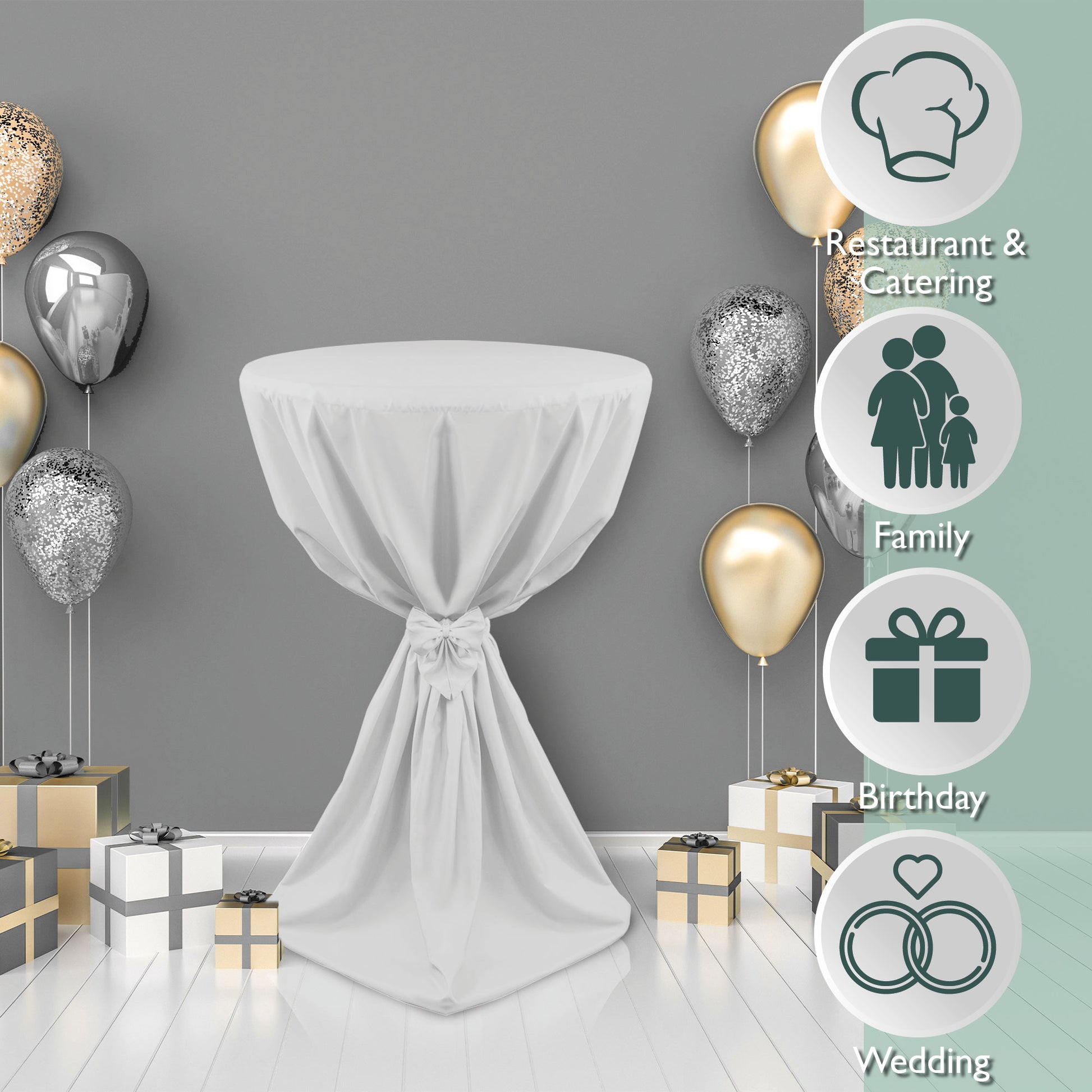 Beautissu Stehtischhusse mit Satinband für Stehtische Ø60/70/80 cm – G