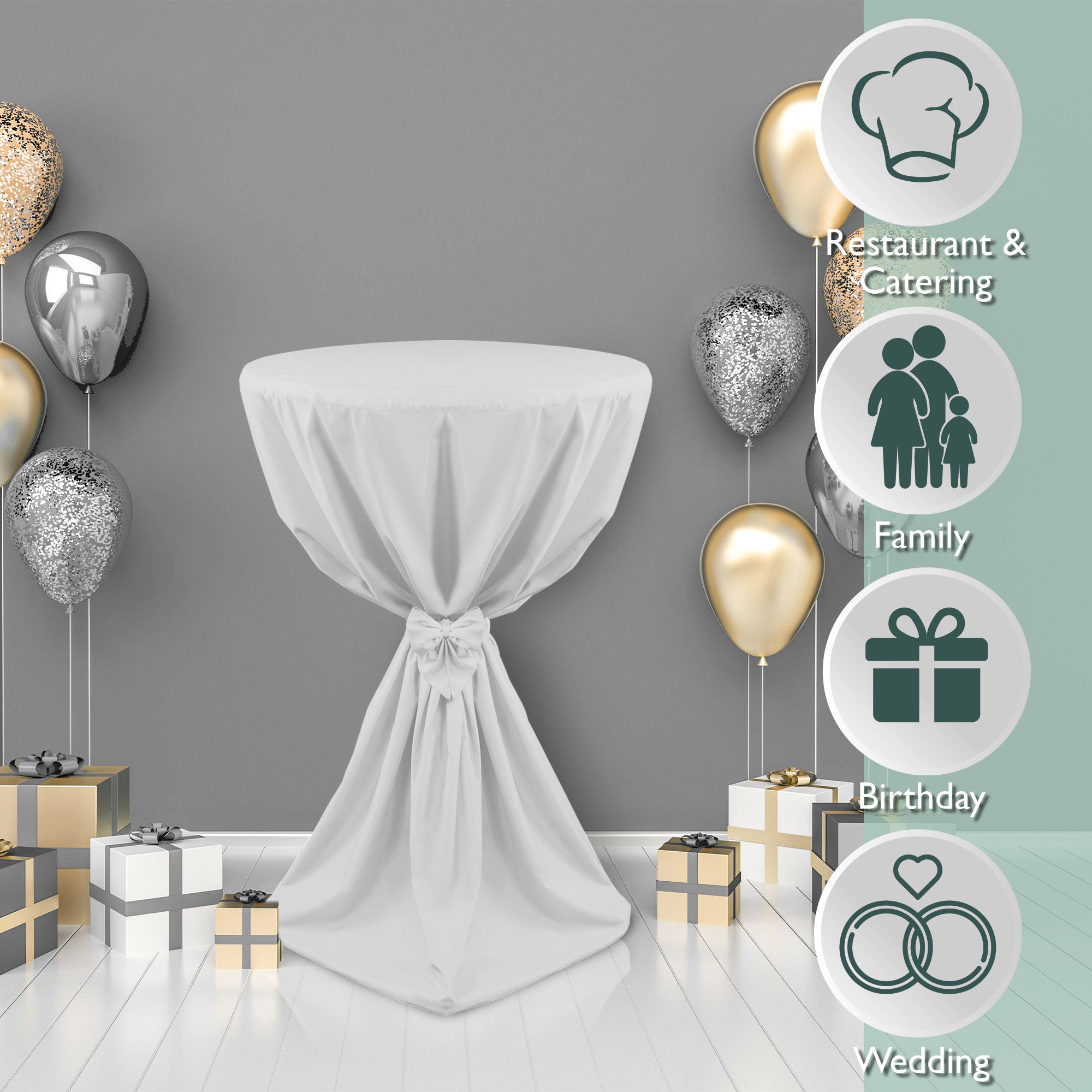 Beautissu Stehtischhusse mit Satinband für Stehtische Ø60/70/80 cm – G