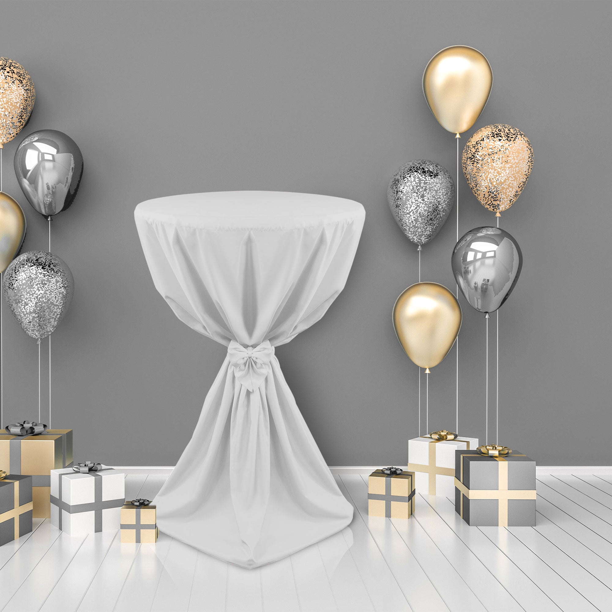 Beautissu Stehtischhusse mit Satinband für Stehtische Ø60/70/80 cm – G