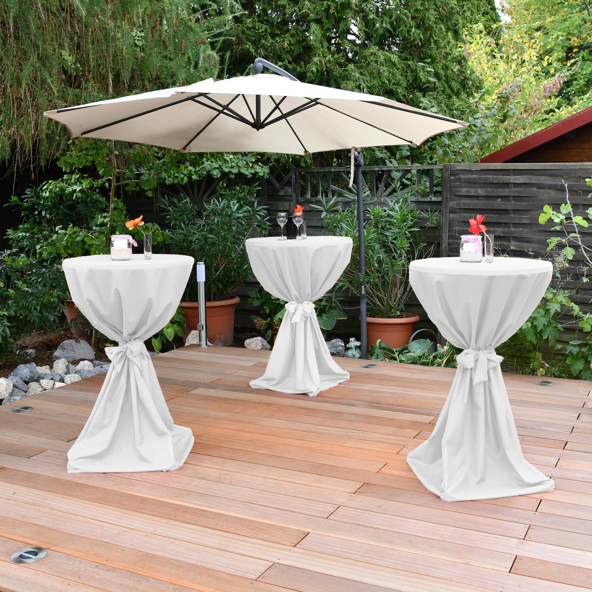 Beautissu Stehtischhusse mit Satinband für Stehtische Ø60/70/80 cm – G