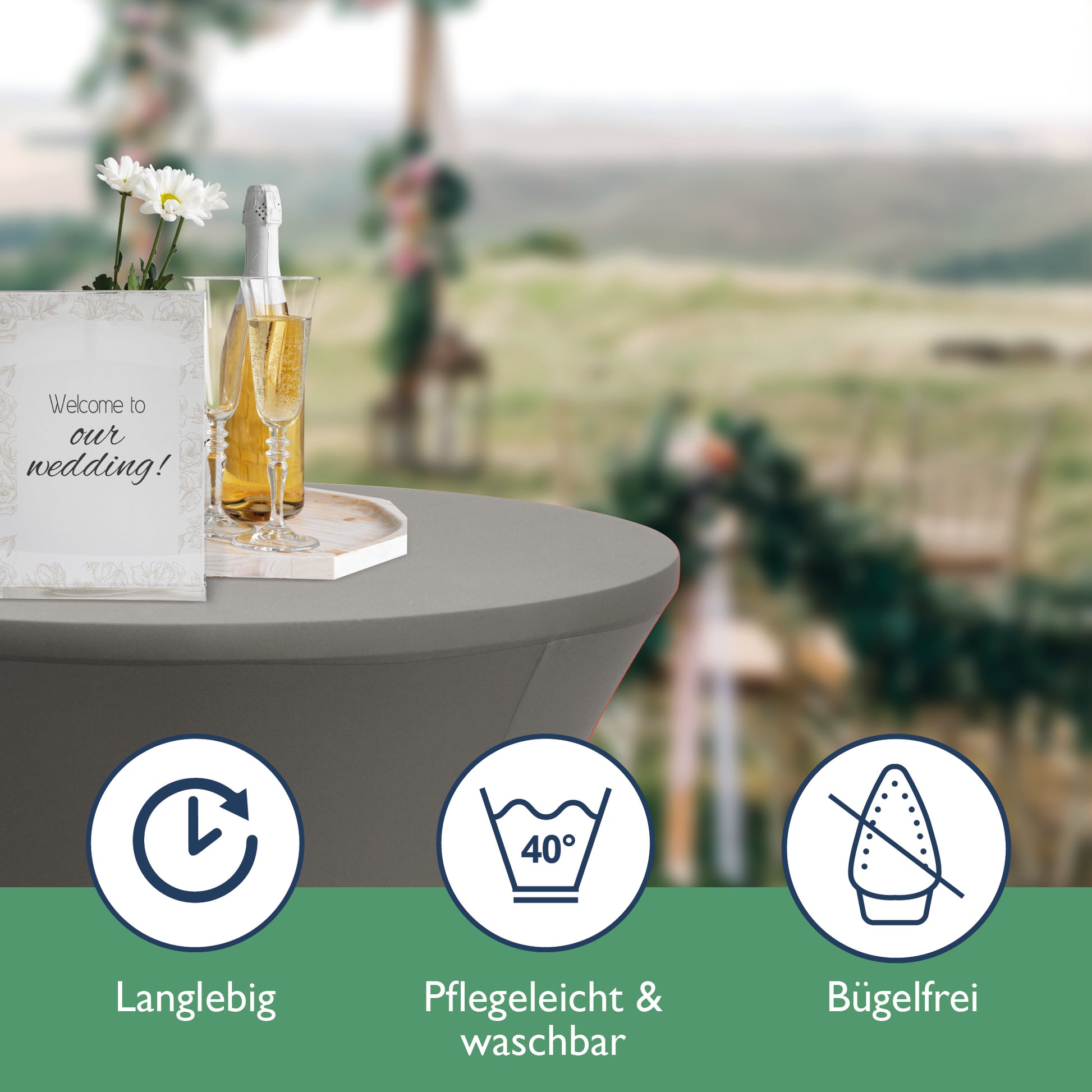 Beautissu 2er Set Stretch Stehtischhusse für Stehtische Ø 60/70/80 cm 