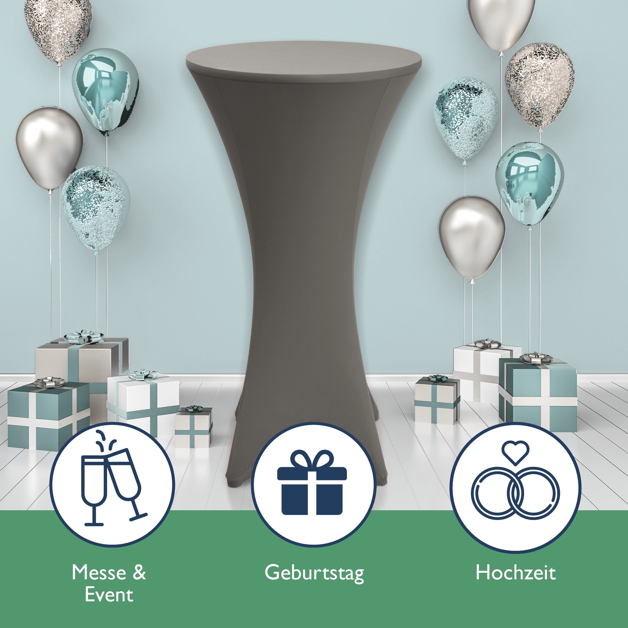 Beautissu 2er Set Stretch Stehtischhusse für Stehtische Ø 60/70/80 cm 