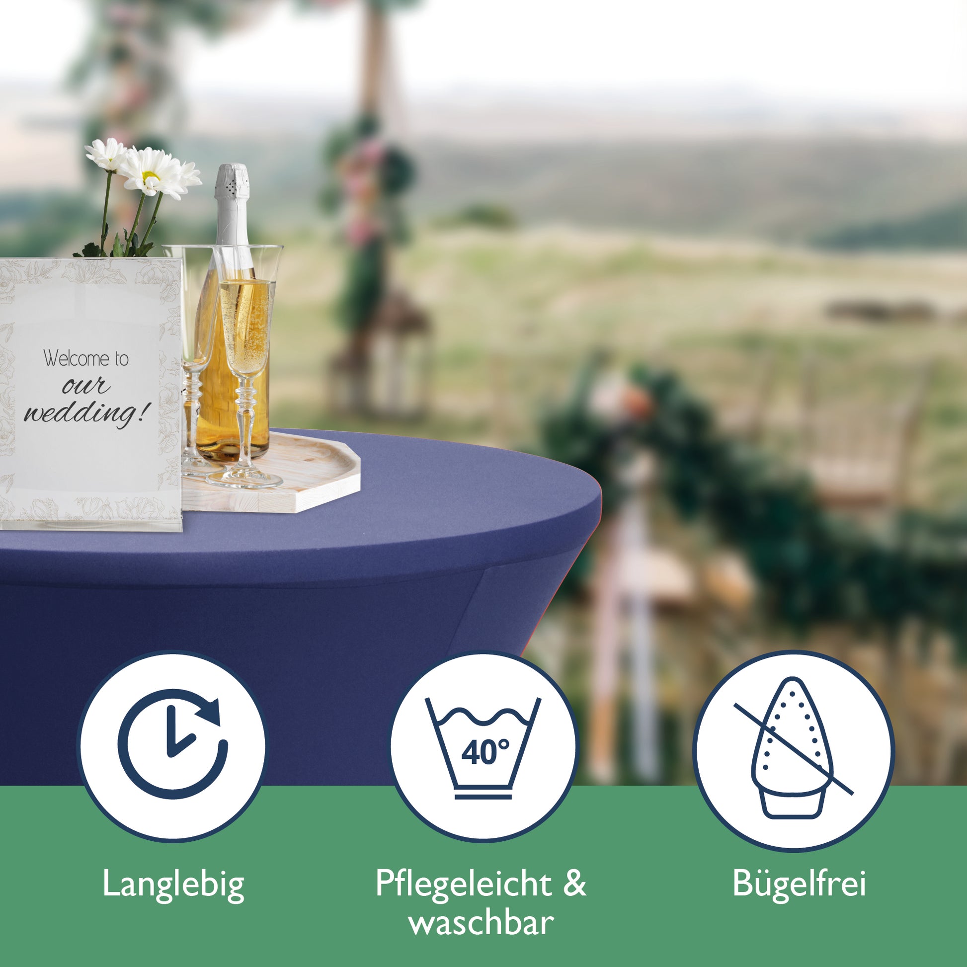 Beautissu 2er Set Stretch Stehtischhusse für Stehtische Ø 60/70/80 cm 