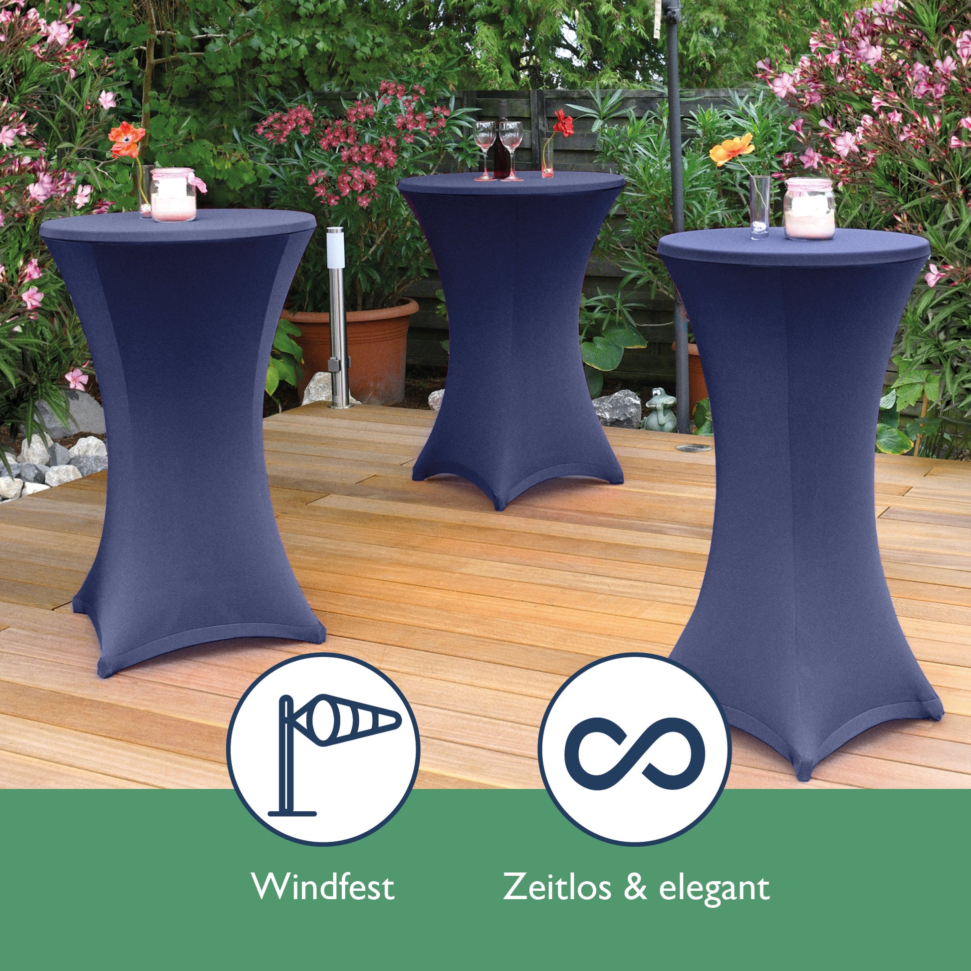 Beautissu 2er Set Stretch Stehtischhusse für Stehtische Ø 60/70/80 cm 