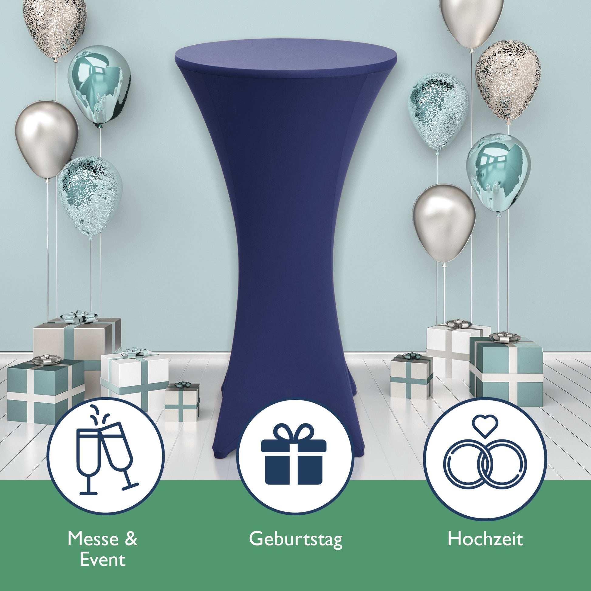 Beautissu 2er Set Stretch Stehtischhusse für Stehtische Ø 60/70/80 cm 