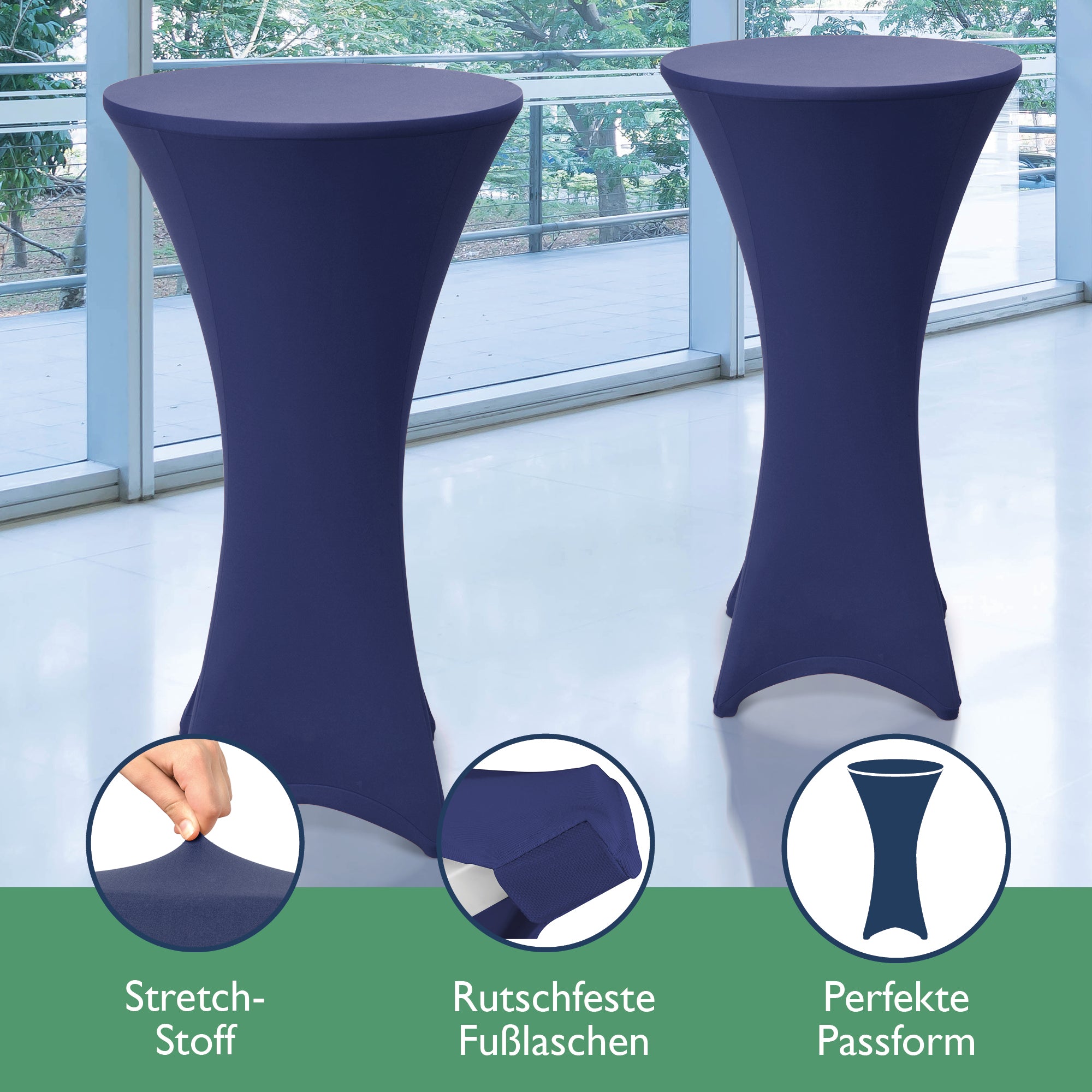 Beautissu 2er Set Stretch Stehtischhusse für Stehtische Ø 60/70/80 cm 