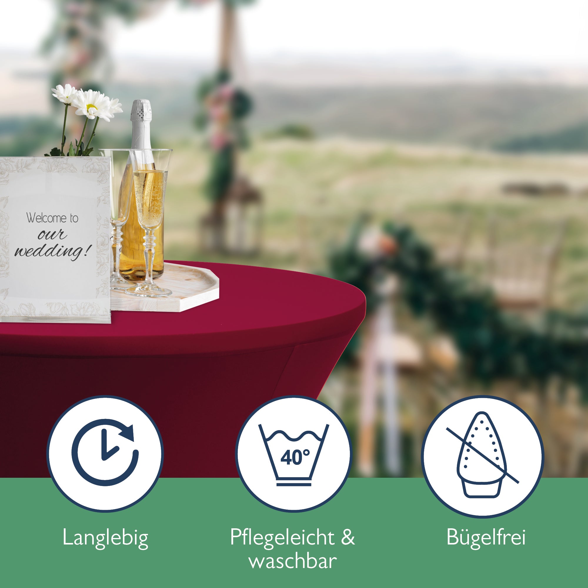 Beautissu 2er Set Stretch Stehtischhusse für Stehtische Ø 60/70/80 cm 