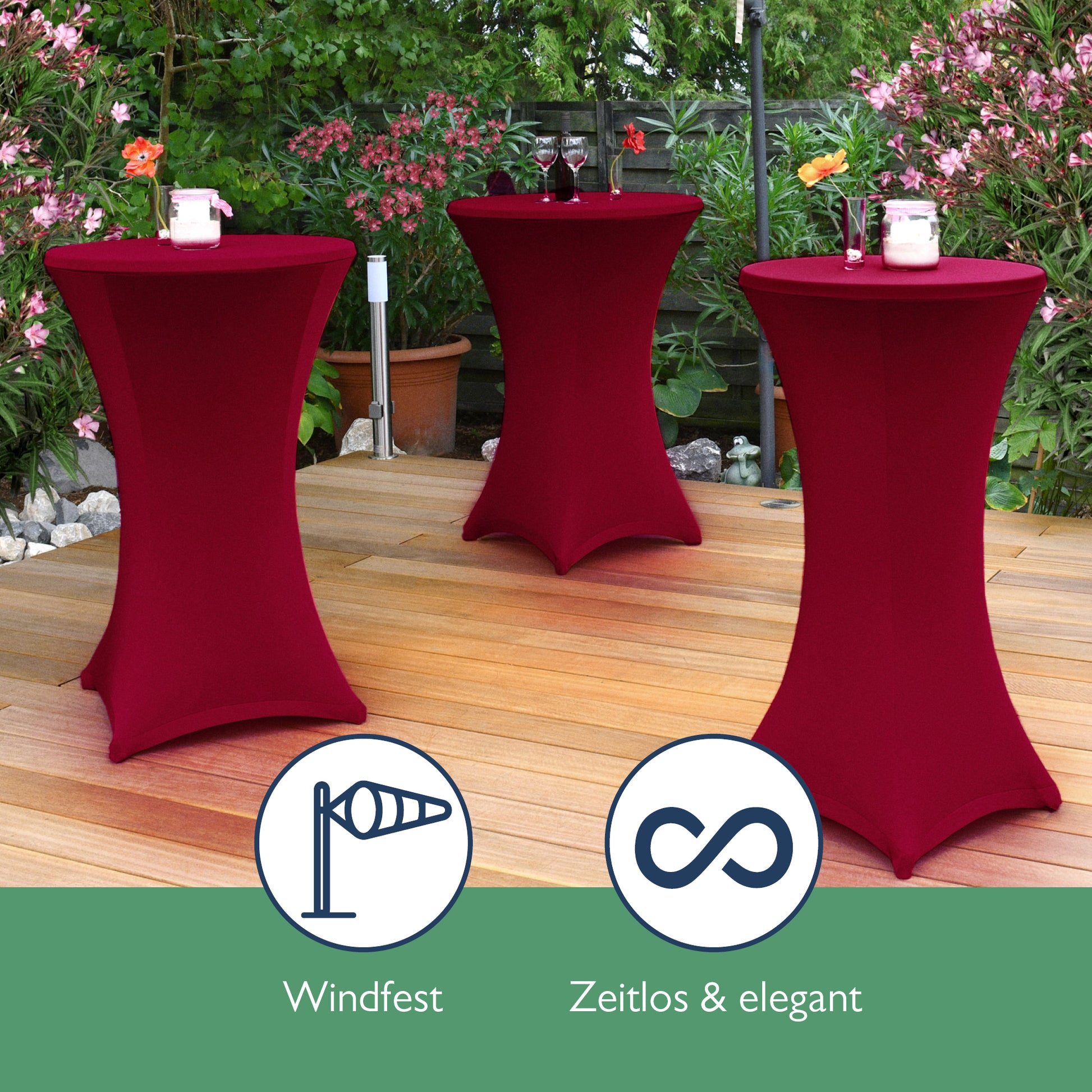 Beautissu 2er Set Stretch Stehtischhusse für Stehtische Ø 60/70/80 cm 