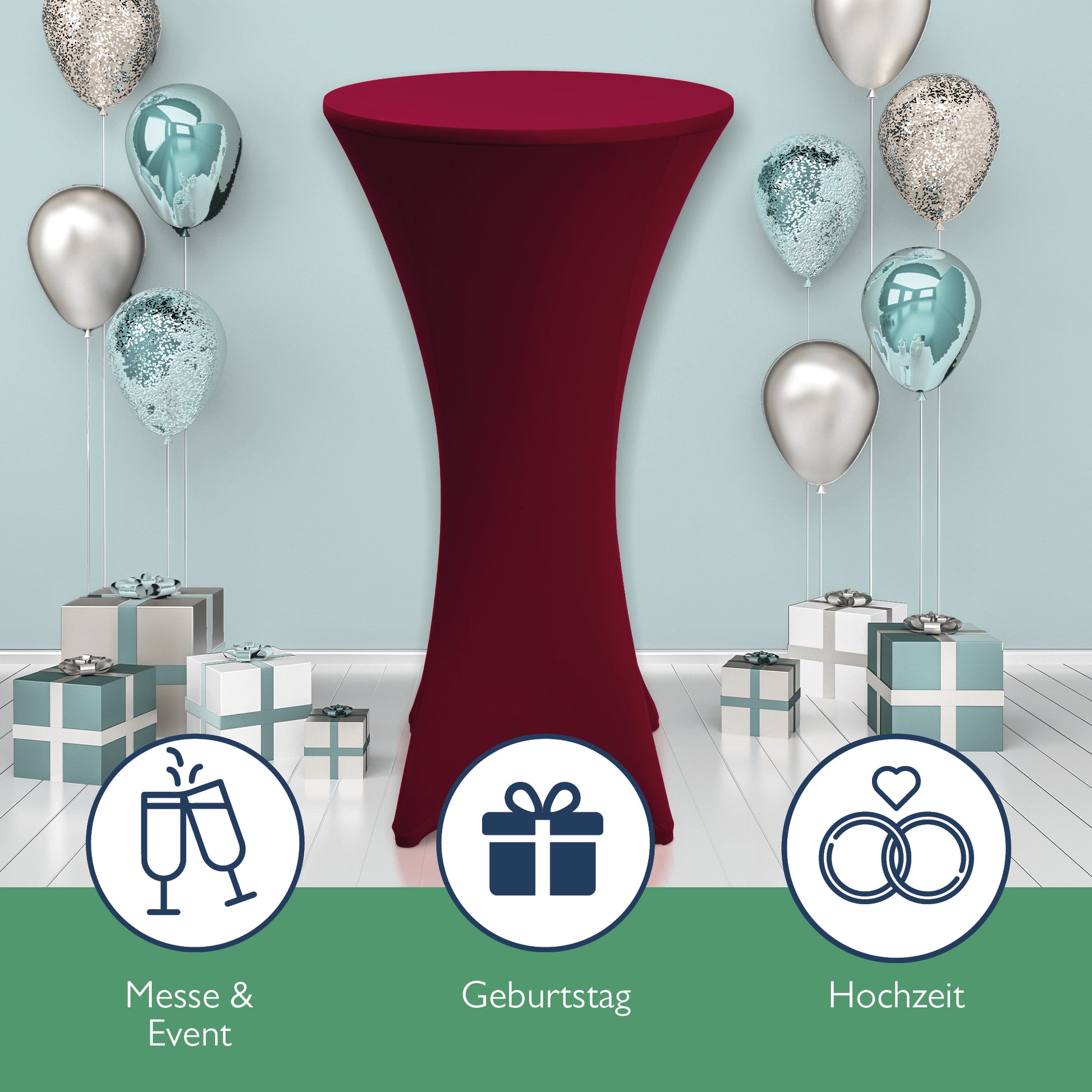 Beautissu 2er Set Stretch Stehtischhusse für Stehtische Ø 60/70/80 cm 