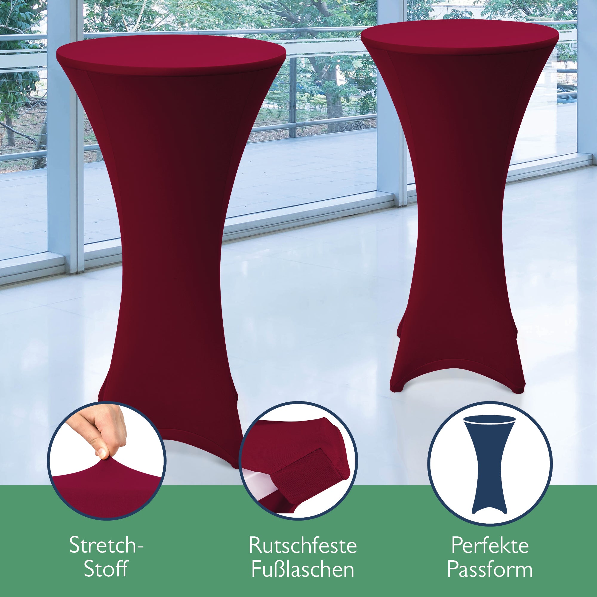 Beautissu 2er Set Stretch Stehtischhusse für Stehtische Ø 60/70/80 cm 