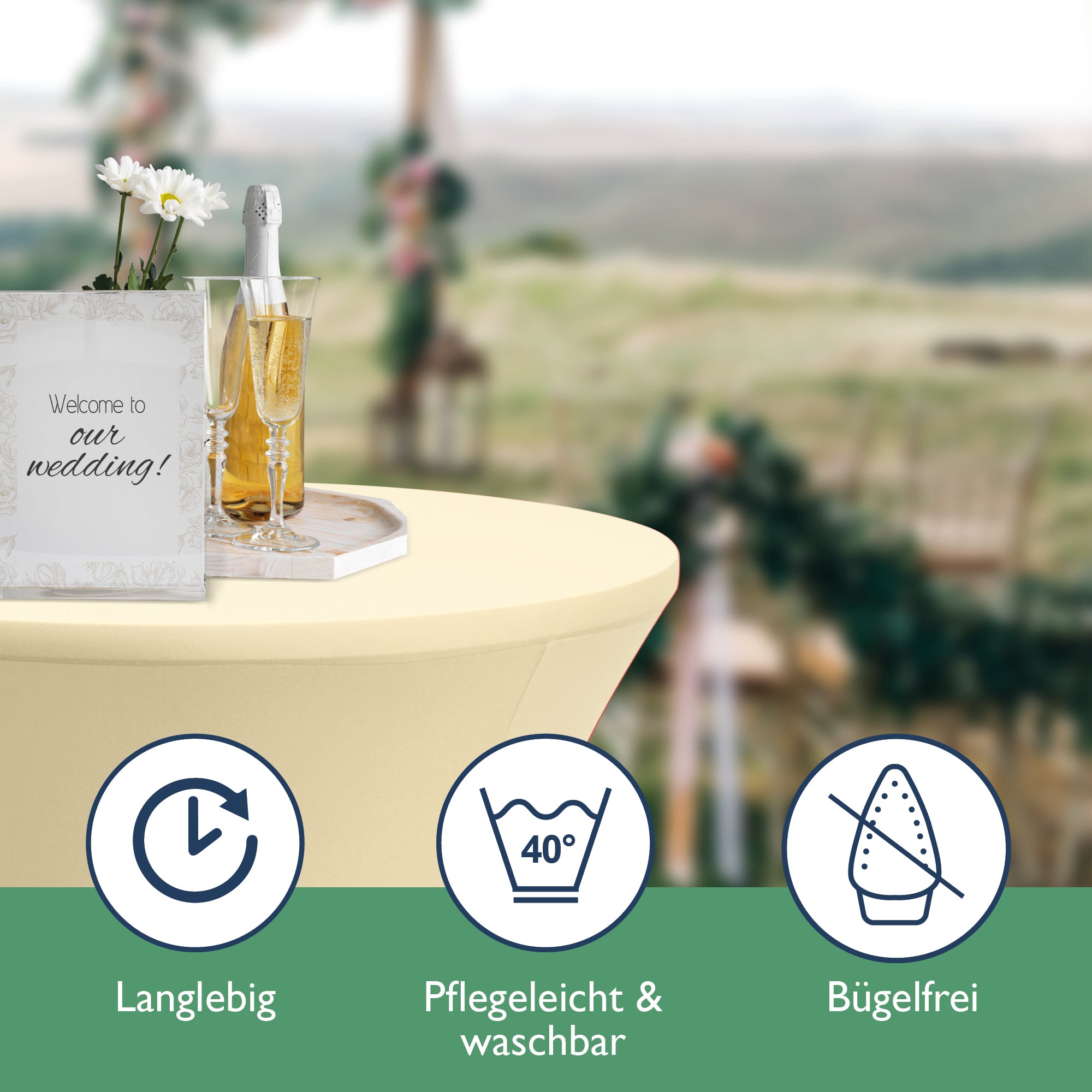 Beautissu 2er Set Stretch Stehtischhusse für Stehtische Ø 60/70/80 cm 