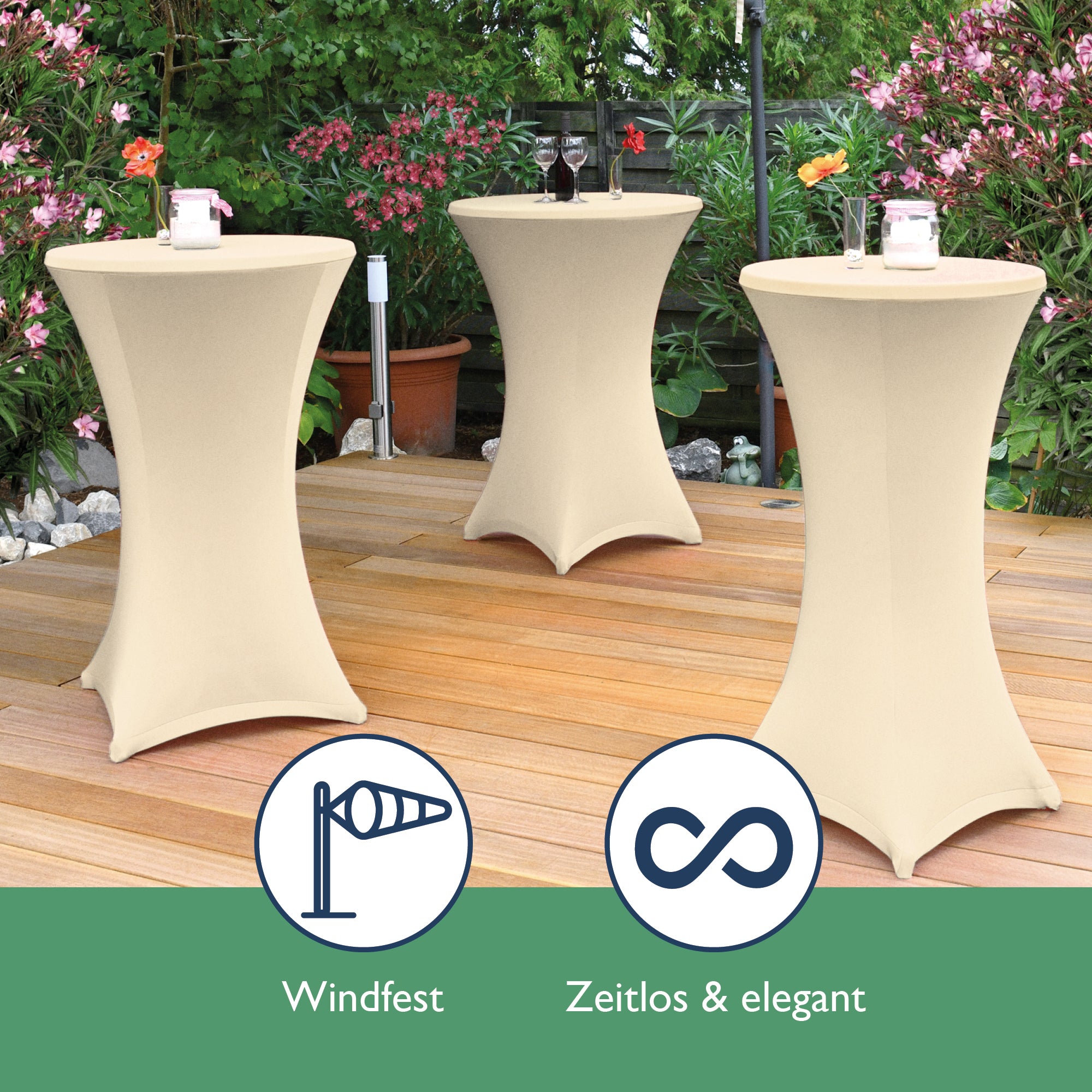 Beautissu 2er Set Stretch Stehtischhusse für Stehtische Ø 60/70/80 cm 