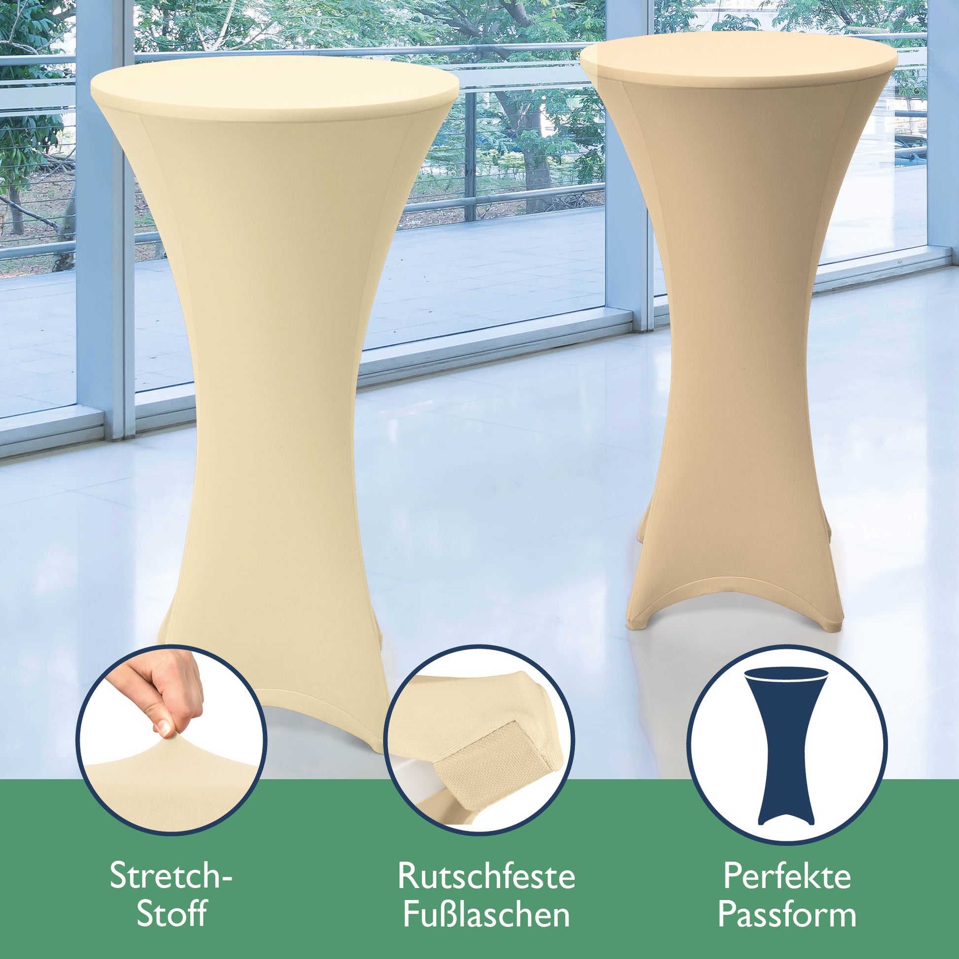 Beautissu 2er Set Stretch Stehtischhusse für Stehtische Ø 60/70/80 cm 