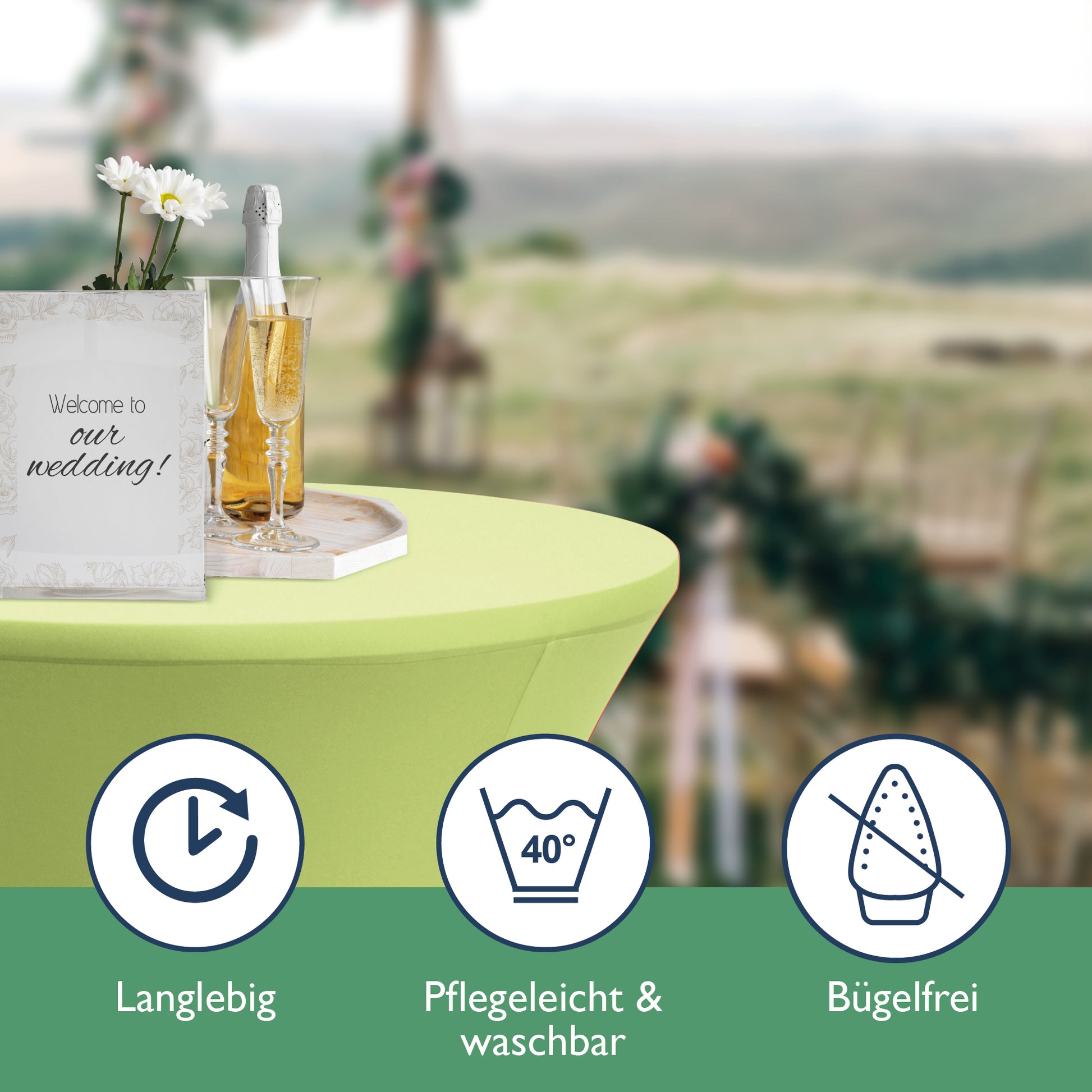 Beautissu 2er Set Stretch Stehtischhusse für Stehtische Ø 60/70/80 cm 