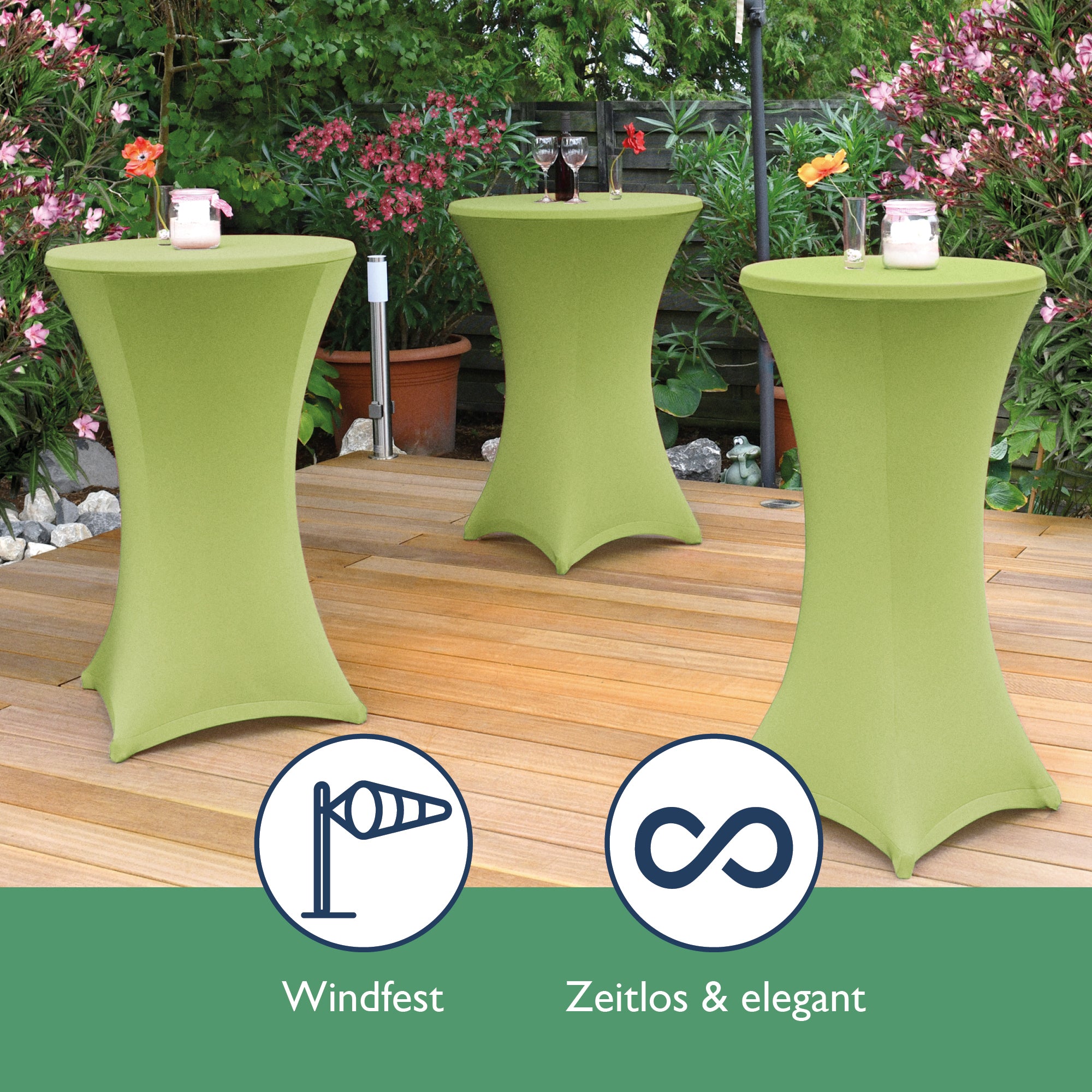 Beautissu 2er Set Stretch Stehtischhusse für Stehtische Ø 60/70/80 cm 