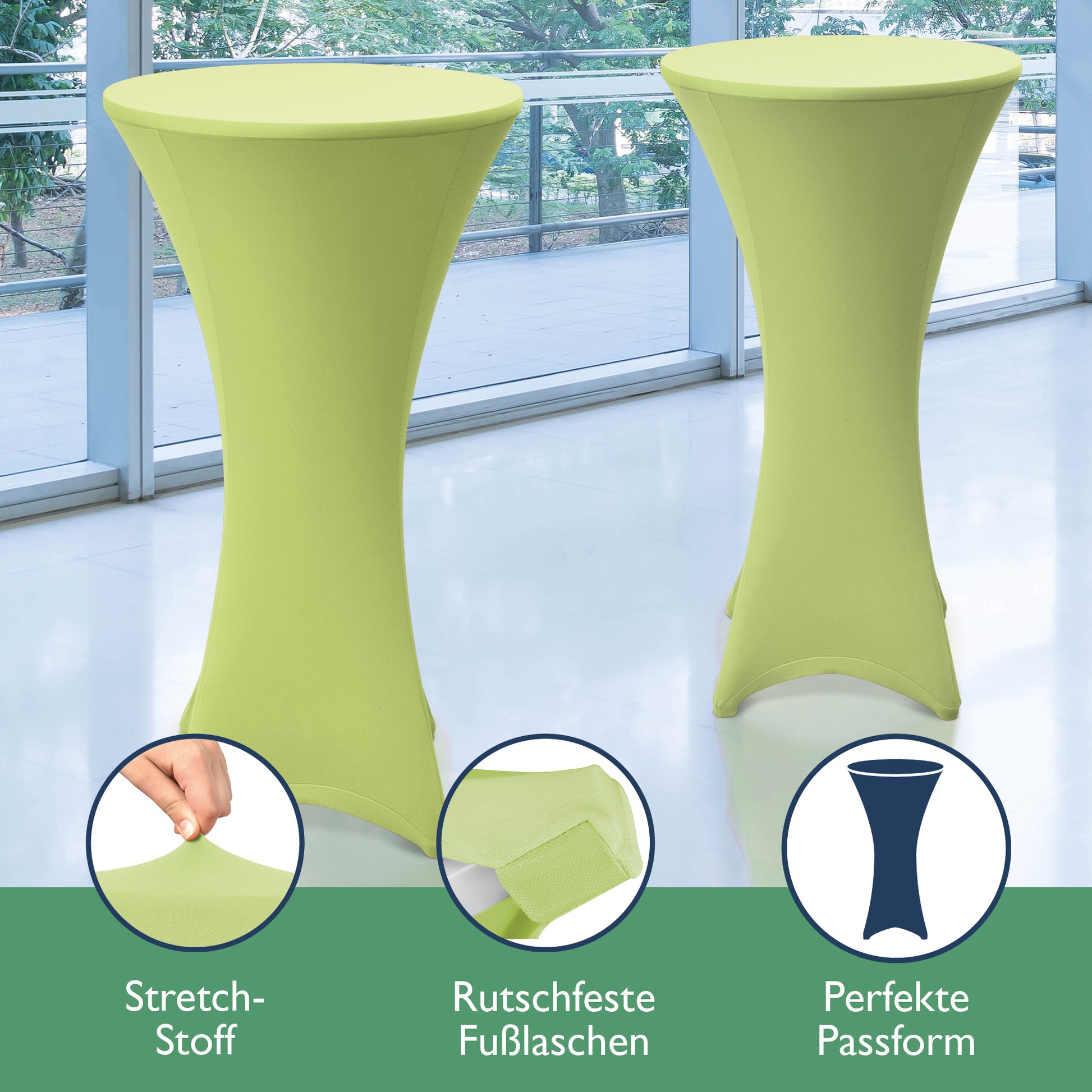 Beautissu 2er Set Stretch Stehtischhusse für Stehtische Ø 60/70/80 cm 