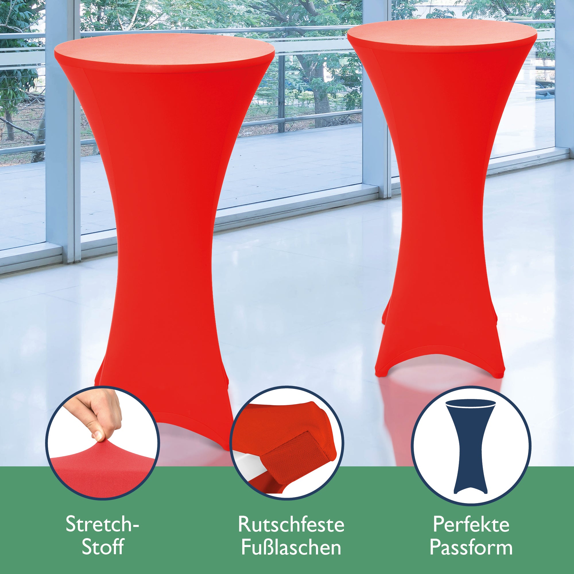 Beautissu 2er Set Stretch Stehtischhusse für Stehtische Ø 60/70/80 cm 