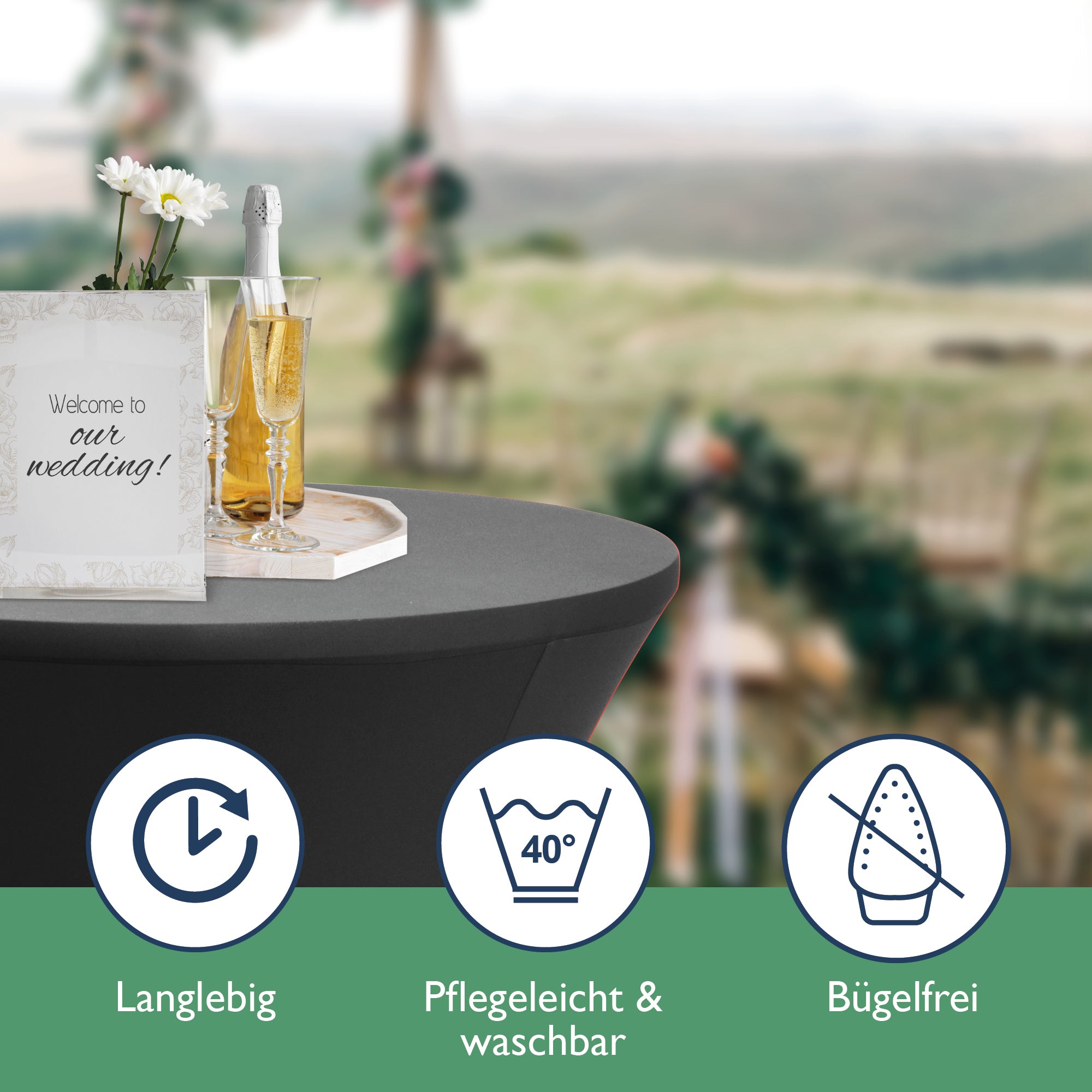 Beautissu 2er Set Stretch Stehtischhusse für Stehtische Ø 60/70/80 cm 