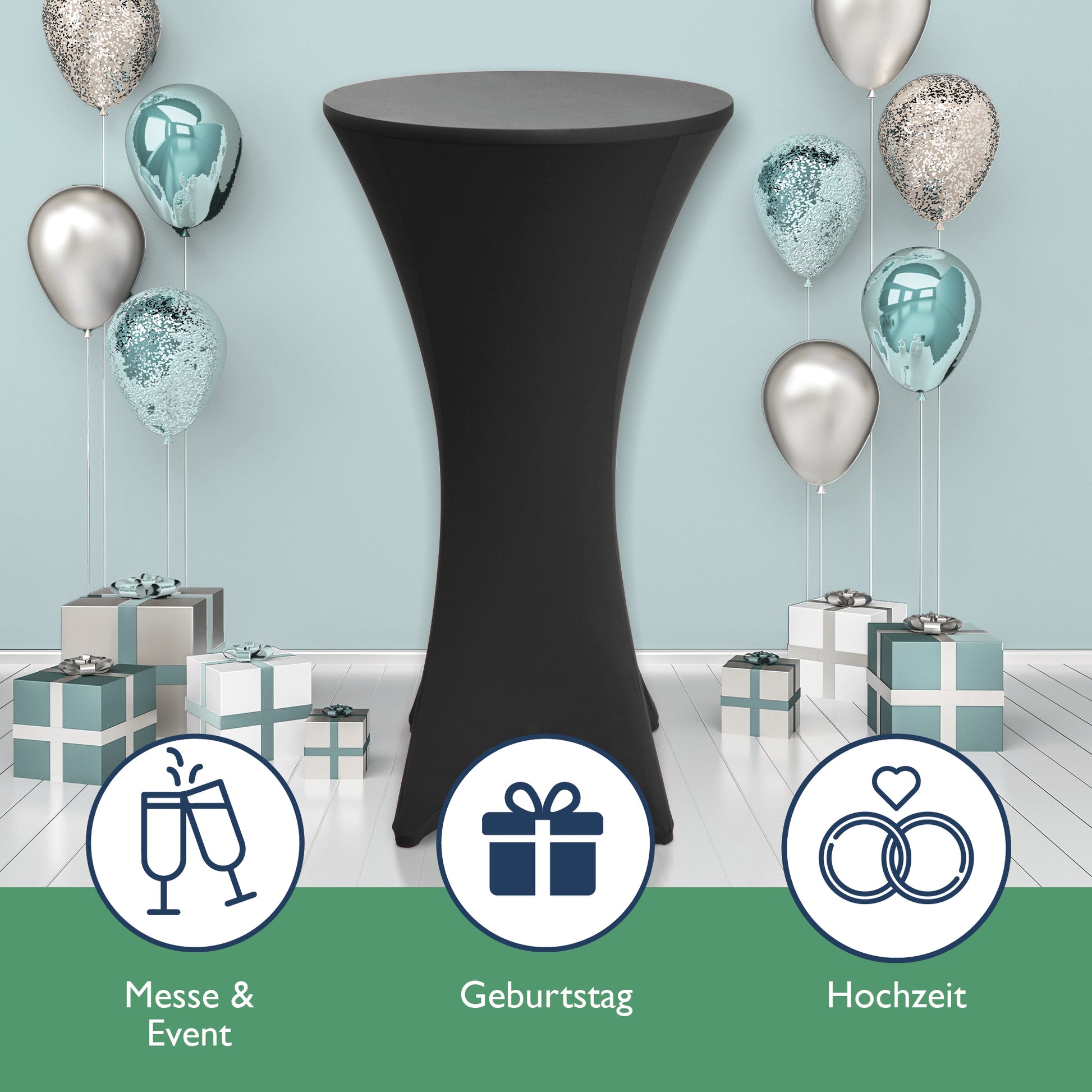 Beautissu 2er Set Stretch Stehtischhusse für Stehtische Ø 60/70/80 cm 