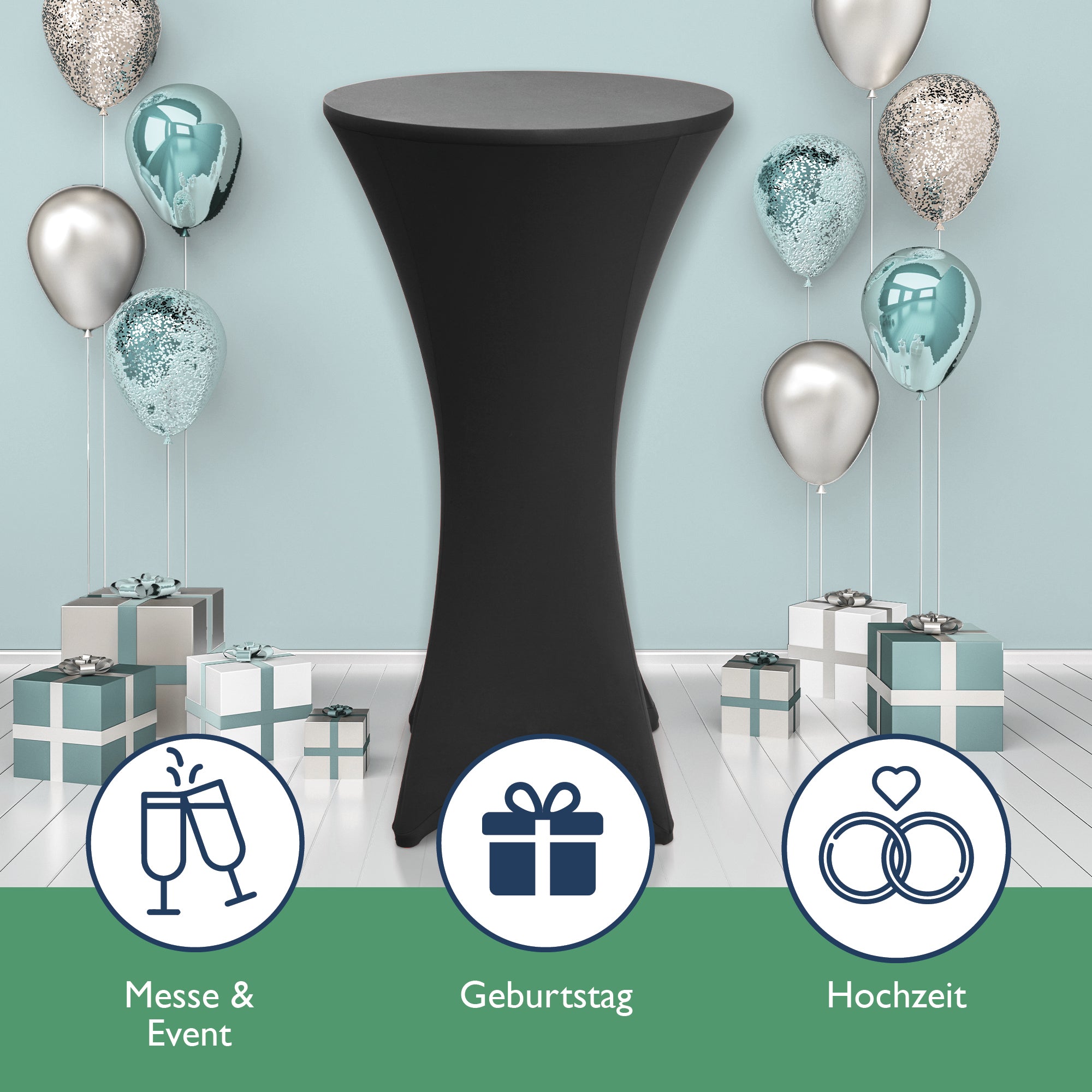 Beautissu 2er Set Stretch Stehtischhusse für Stehtische Ø 60/70/80 cm 