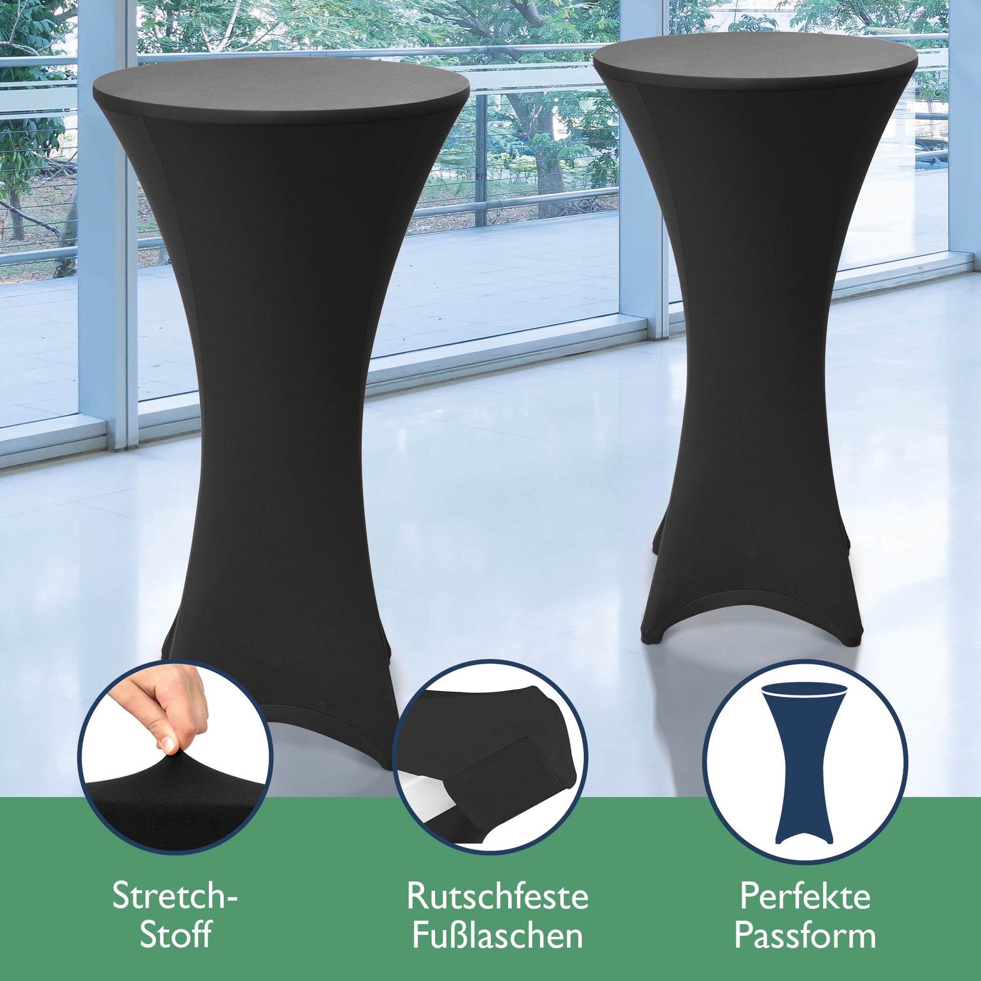 Beautissu 2er Set Stretch Stehtischhusse für Stehtische Ø 60/70/80 cm 