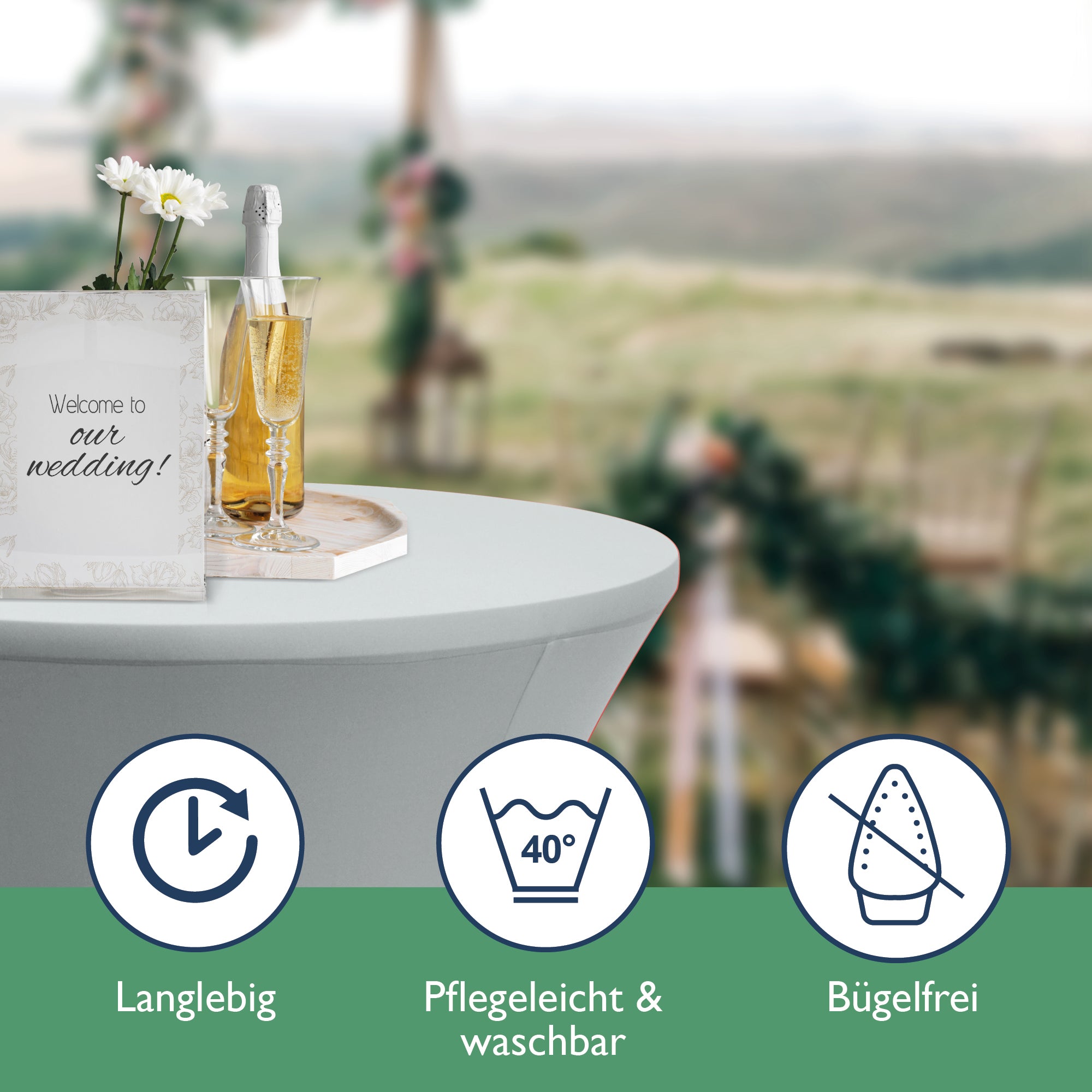 Beautissu 2er Set Stretch Stehtischhusse für Stehtische Ø 60/70/80 cm 