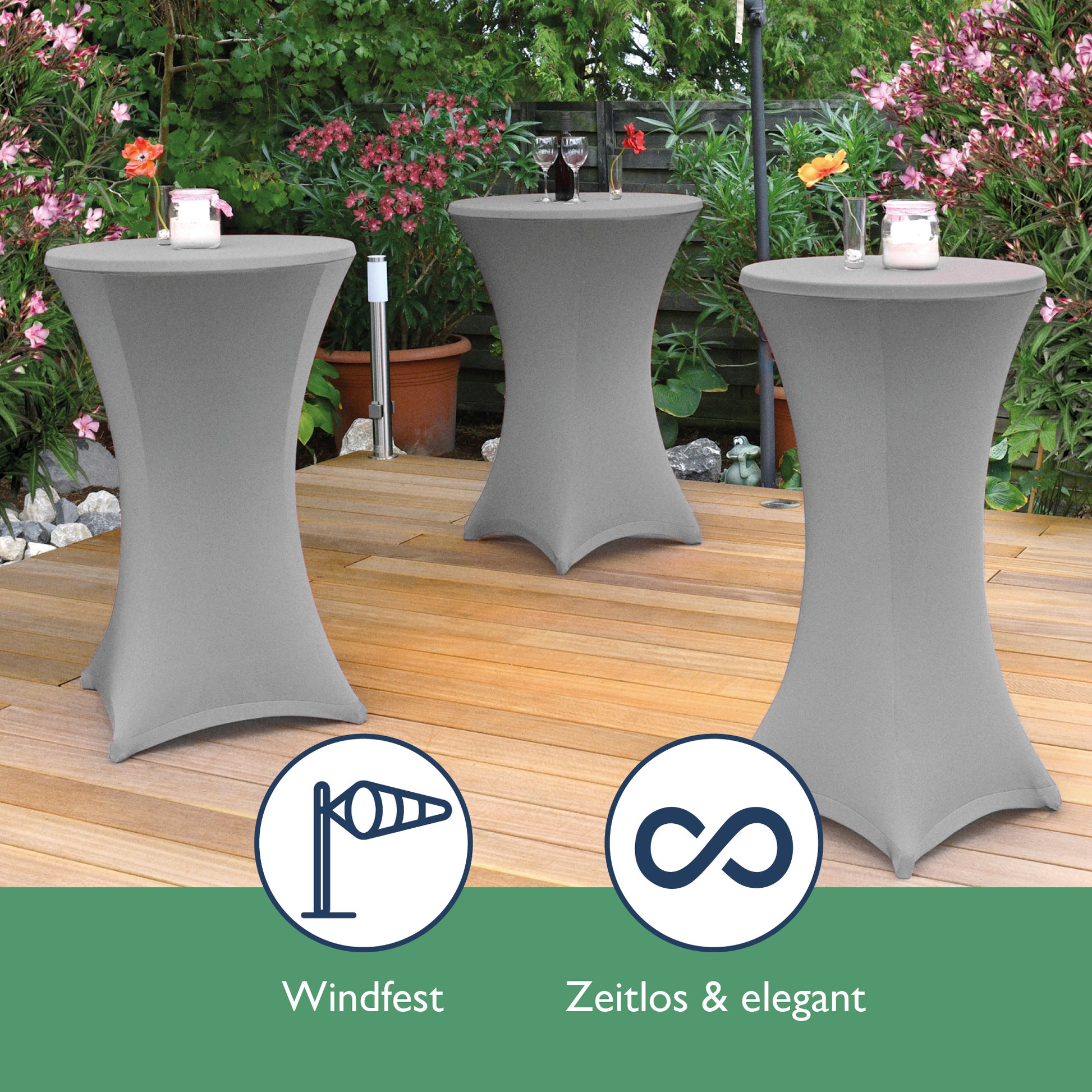 Beautissu 2er Set Stretch Stehtischhusse für Stehtische Ø 60/70/80 cm 