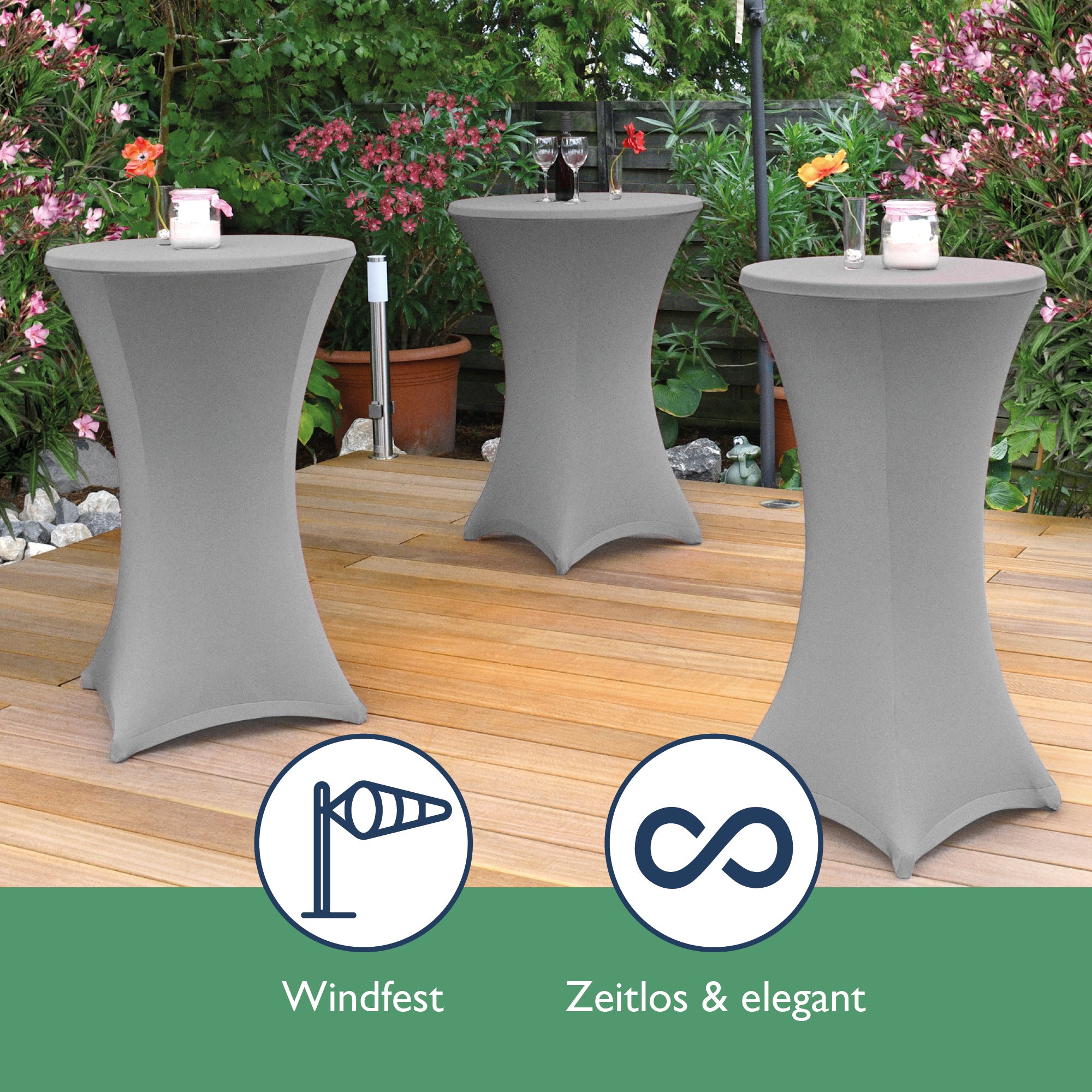 Beautissu 2er Set Stretch Stehtischhusse für Stehtische Ø 60/70/80 cm 