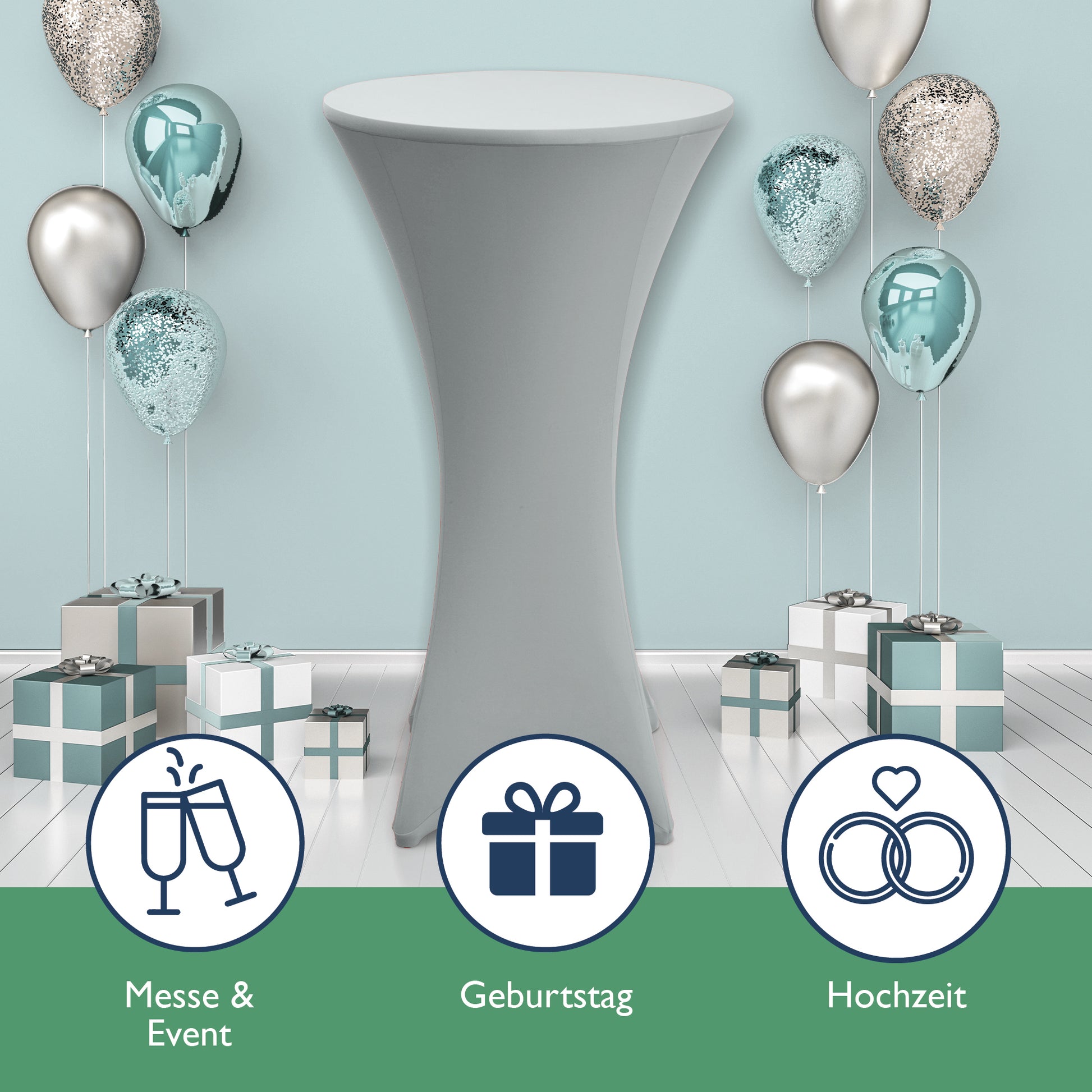 Beautissu 2er Set Stretch Stehtischhusse für Stehtische Ø 60/70/80 cm 