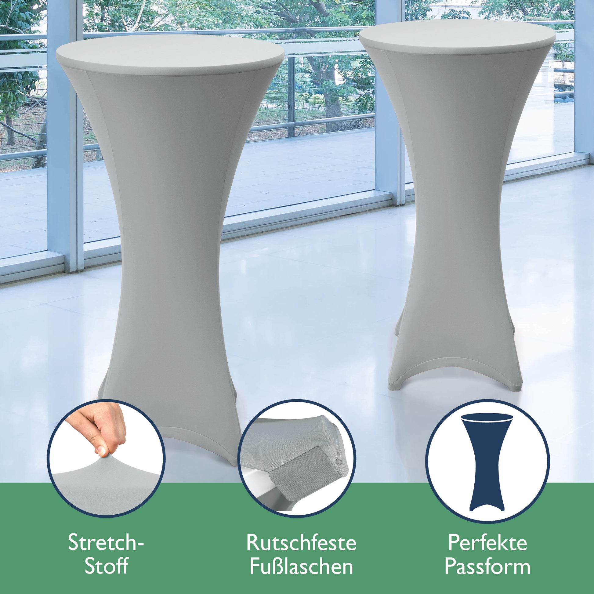 Beautissu 2er Set Stretch Stehtischhusse für Stehtische Ø 60/70/80 cm 