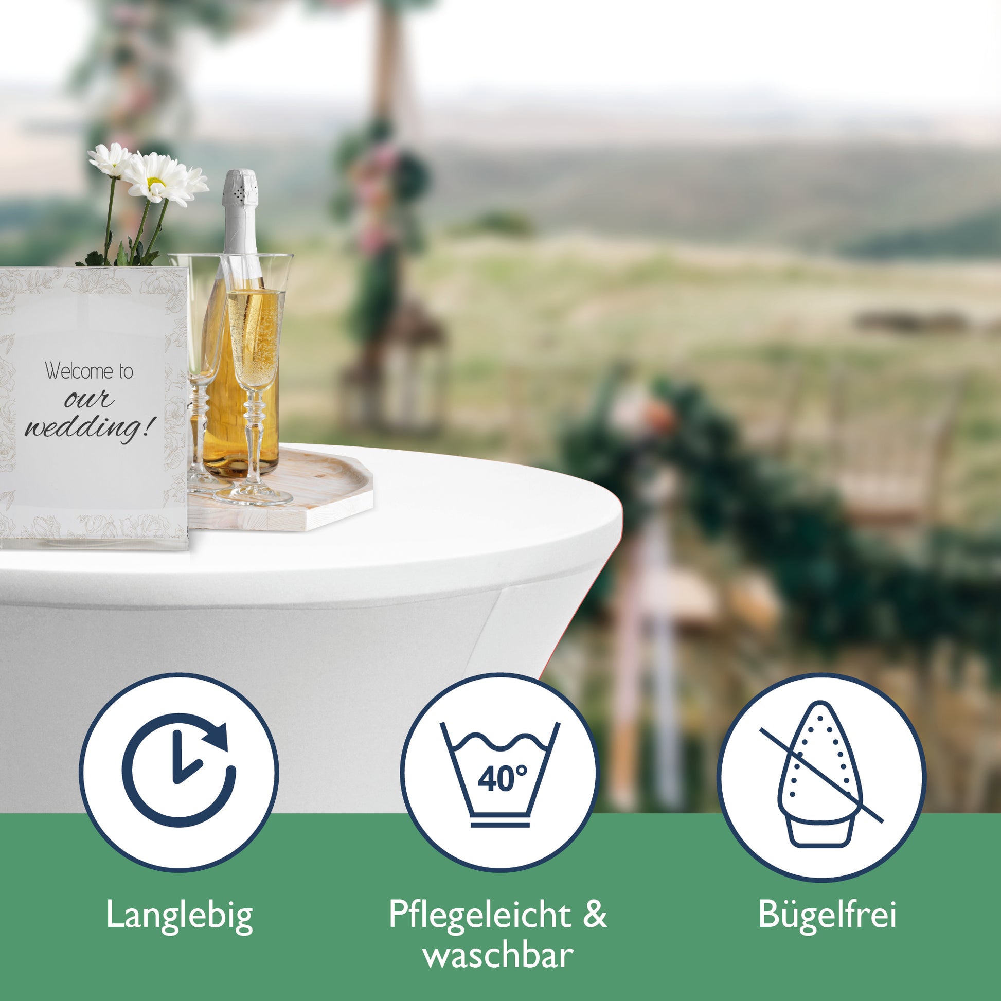 Beautissu 2er Set Stretch Stehtischhusse für Stehtische Ø 60/70/80 cm 