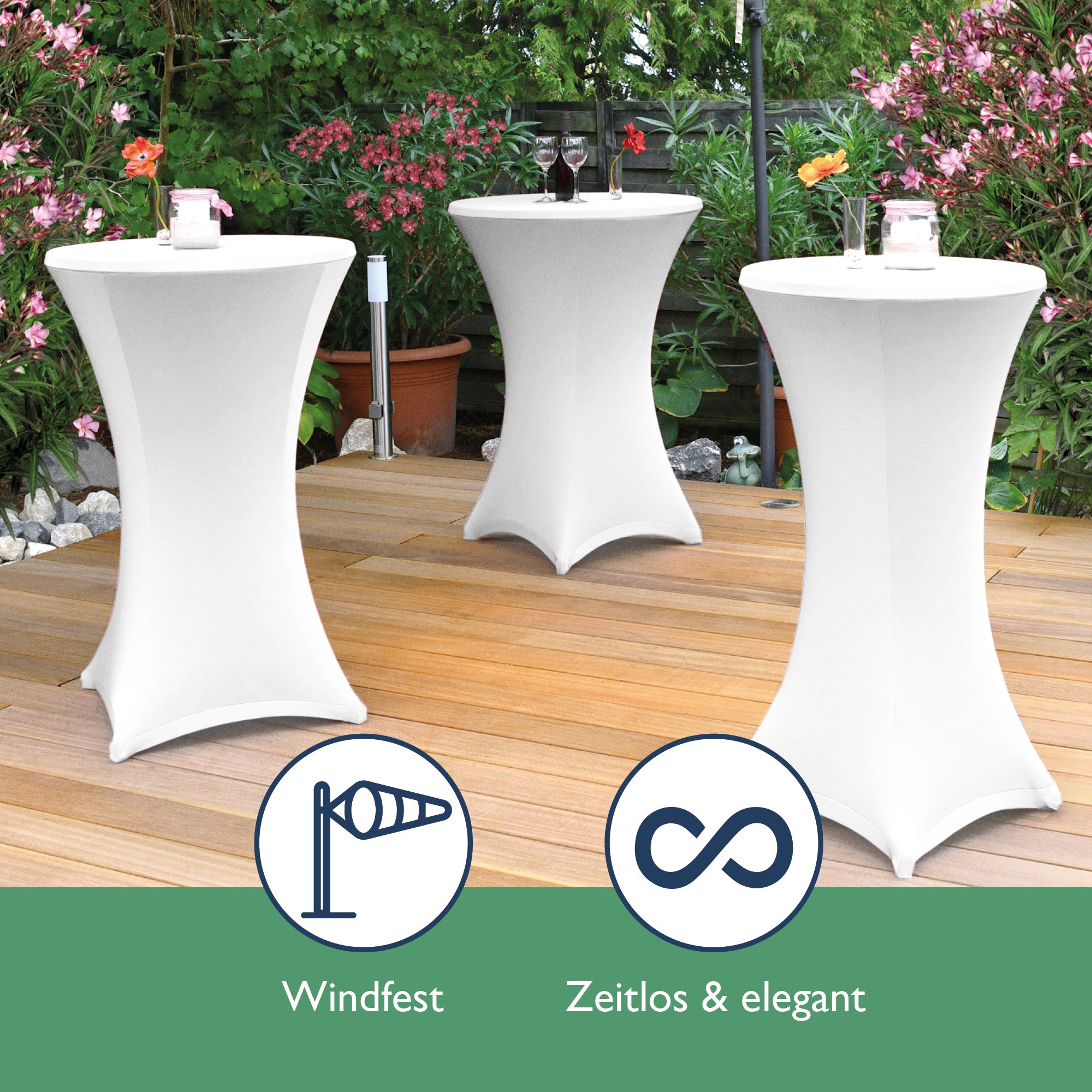 Beautissu 2er Set Stretch Stehtischhusse für Stehtische Ø 60/70/80 cm 