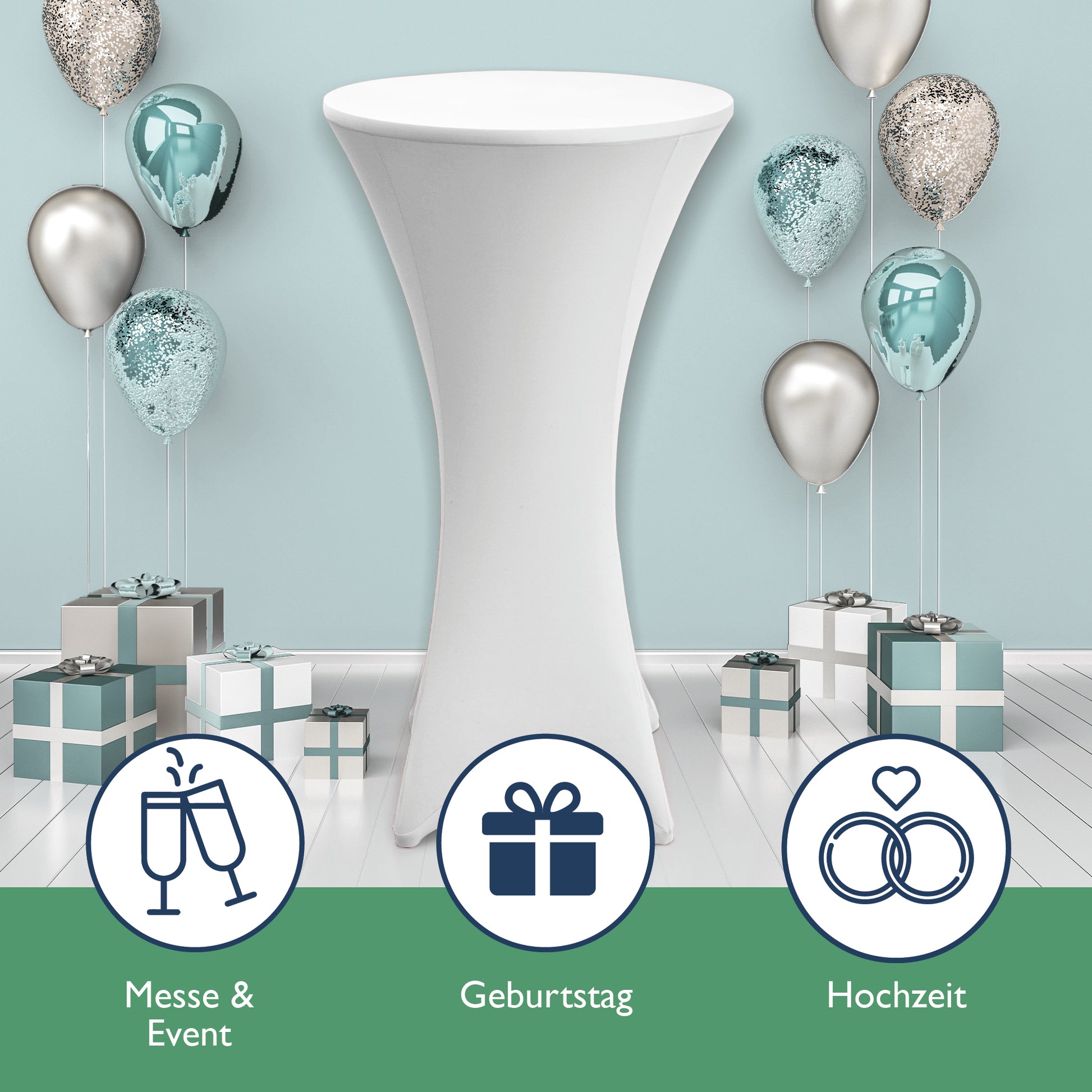 Beautissu 2er Set Stretch Stehtischhusse für Stehtische Ø 60/70/80 cm 