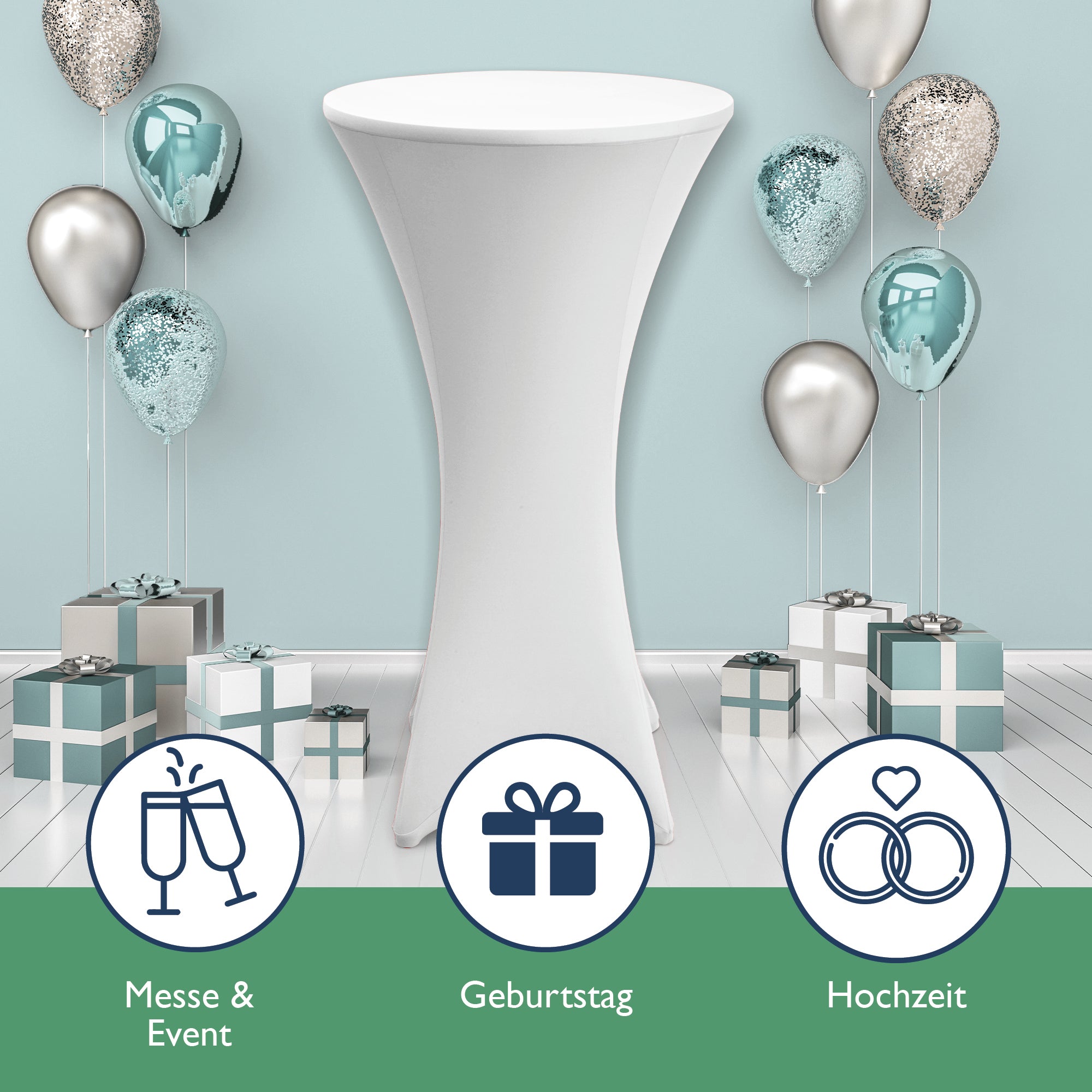 Beautissu 2er Set Stretch Stehtischhusse für Stehtische Ø 60/70/80 cm 