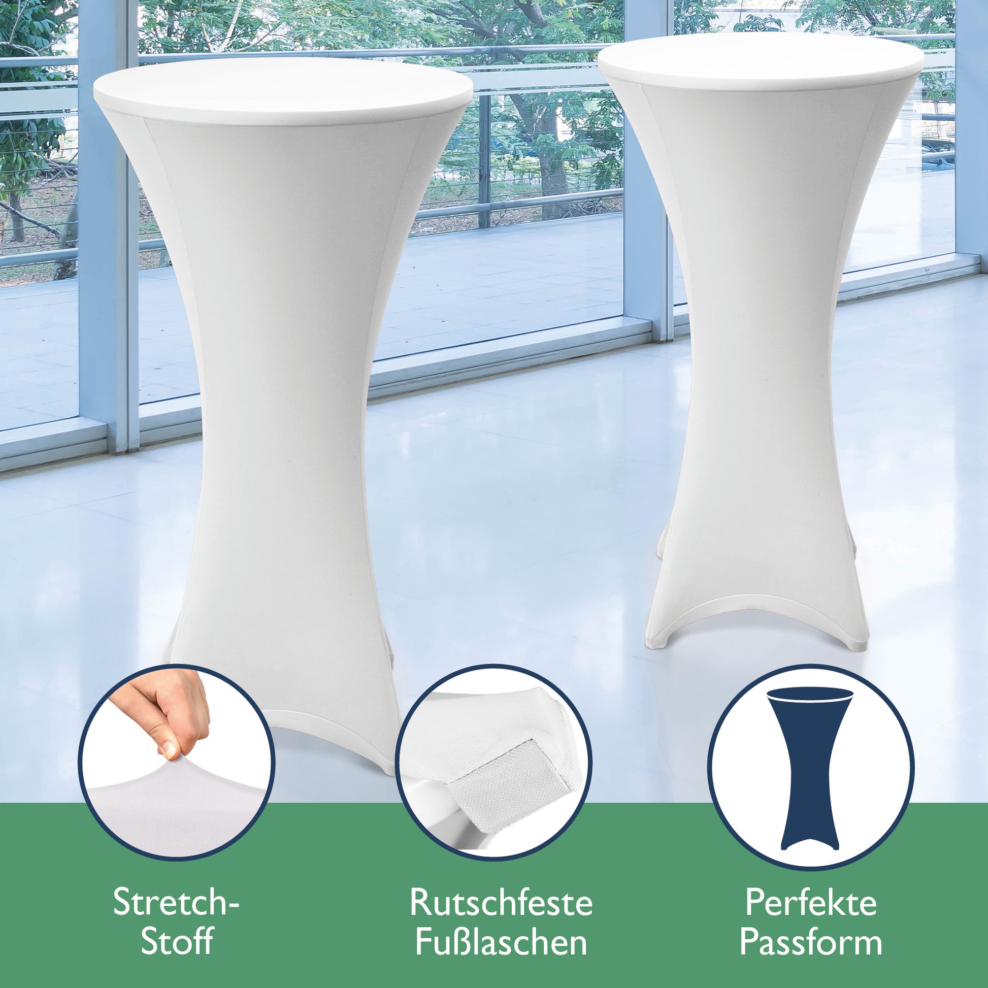 Beautissu 2er Set Stretch Stehtischhusse für Stehtische Ø 60/70/80 cm 