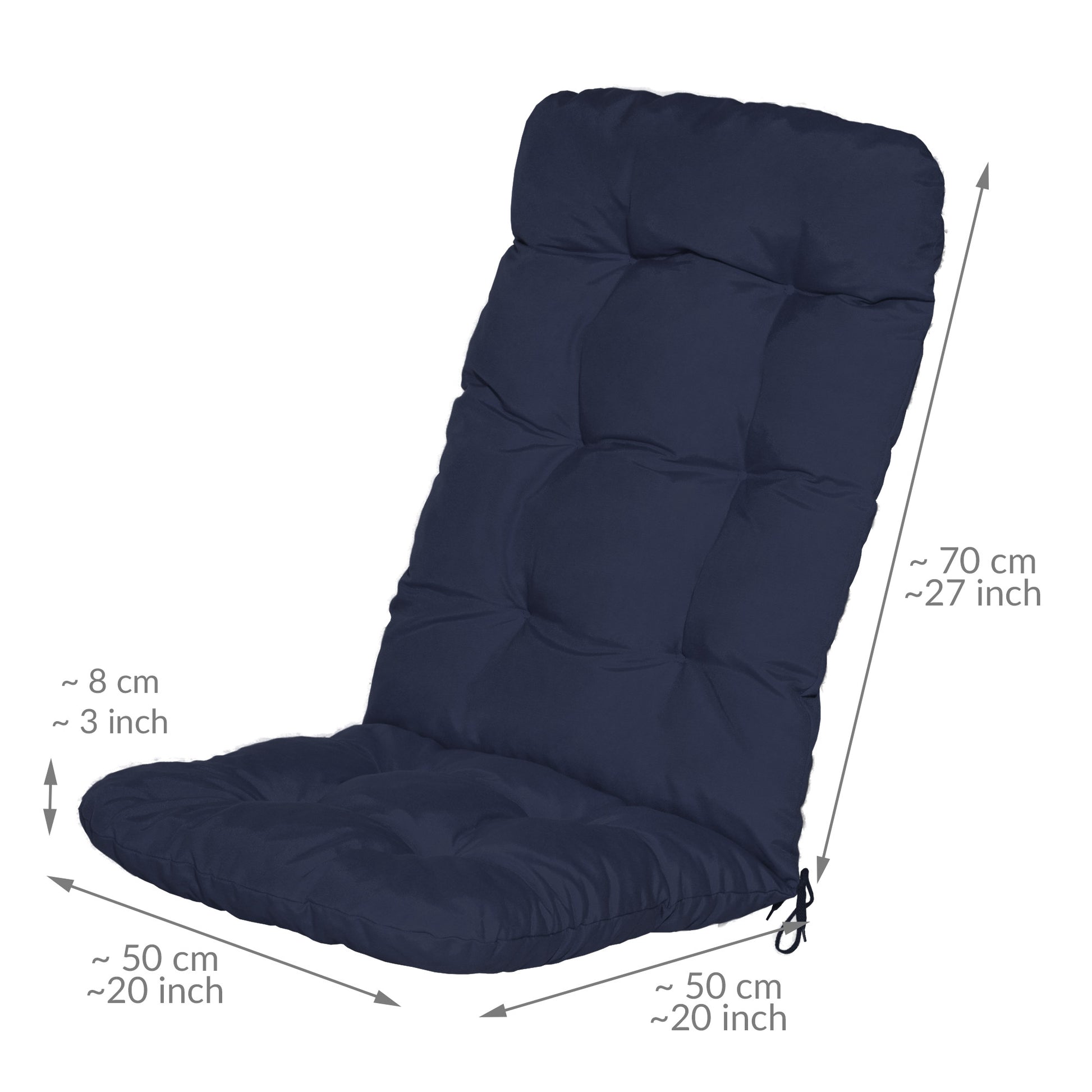 Beautissu Hochlehner Stuhlauflage 120x50x8 cm  – Gartenstuhl Sitzkisse