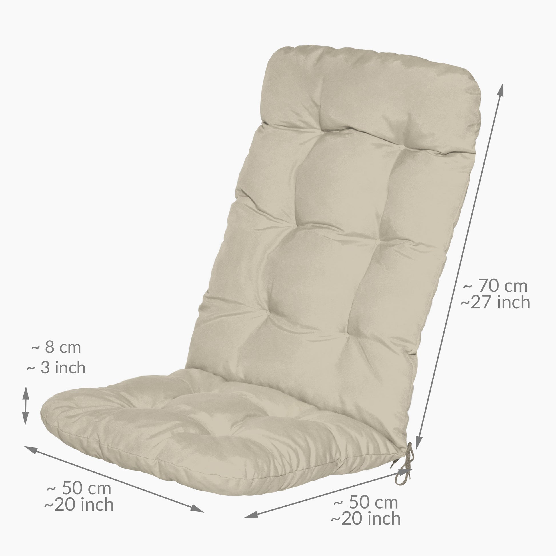 Beautissu Hochlehner Stuhlauflage 120x50x8 cm  – Gartenstuhl Sitzkisse