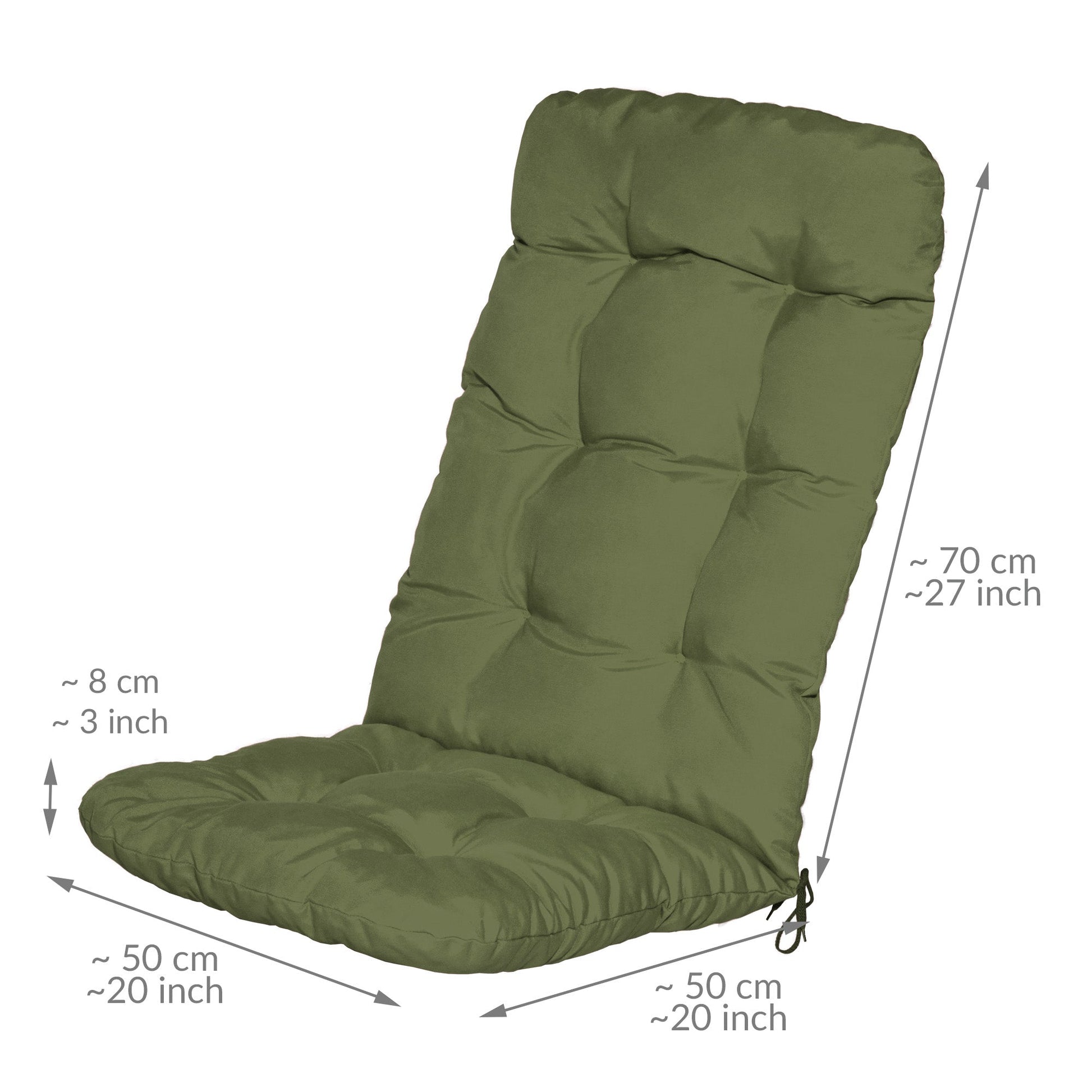 Beautissu Hochlehner Auflage 120x50x8 cm für Gartenstuhl mit extra dicker Polsterung und UV-beständigem Polyesterbezug